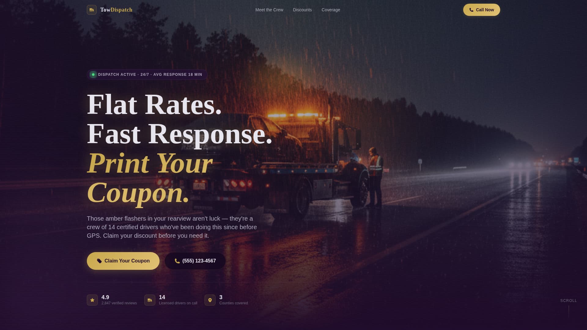 Tow Truck Marketing Specialist Professional Website Template