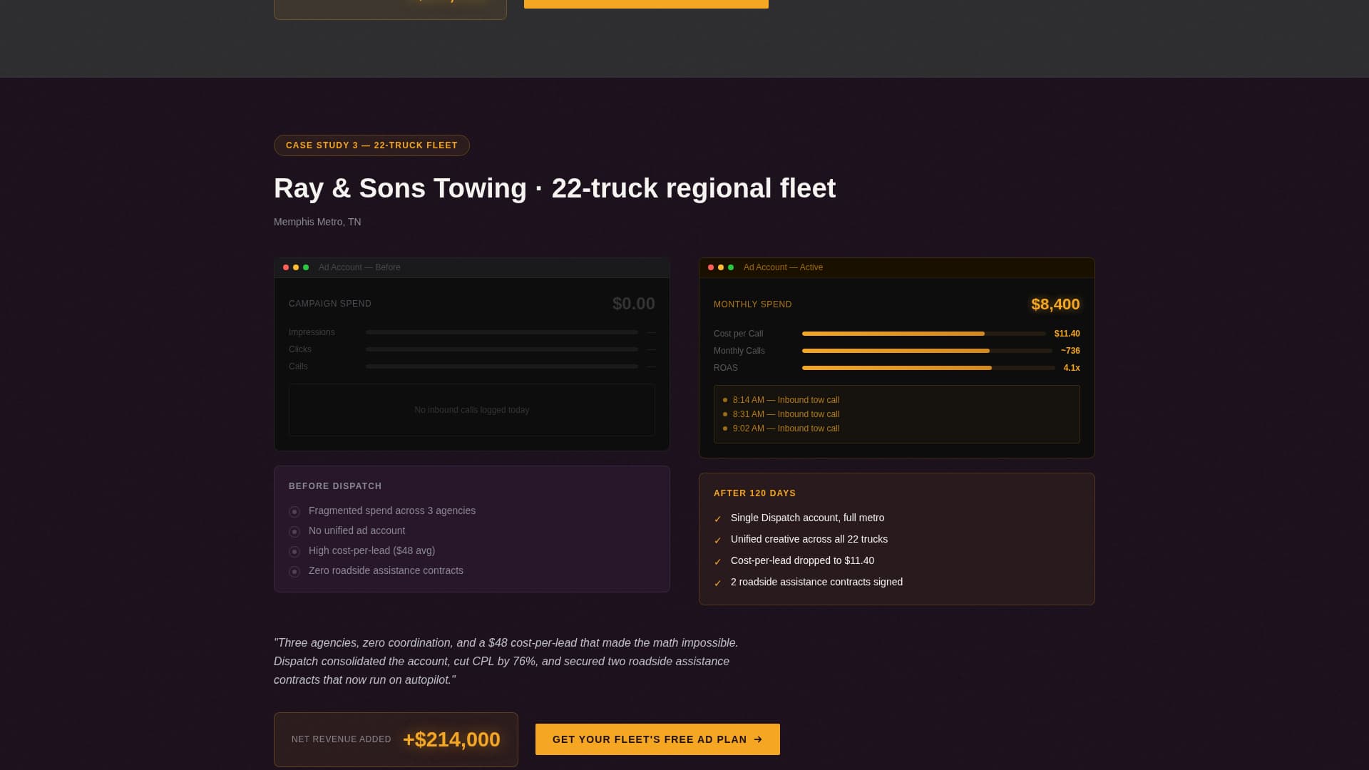 Tow Truck Marketing Portfolio Website Template