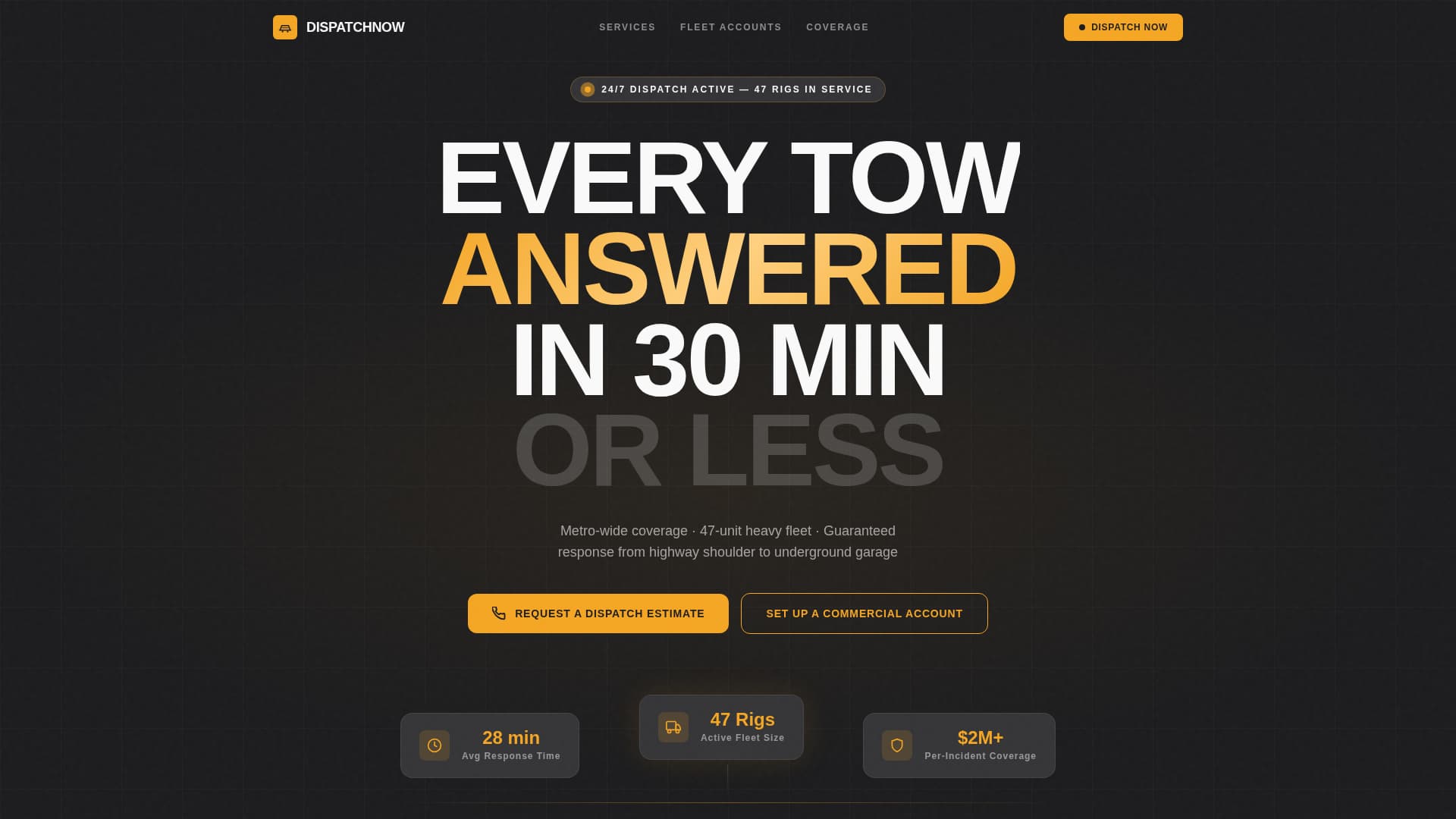 Tow Truck Operator Booking Website Template