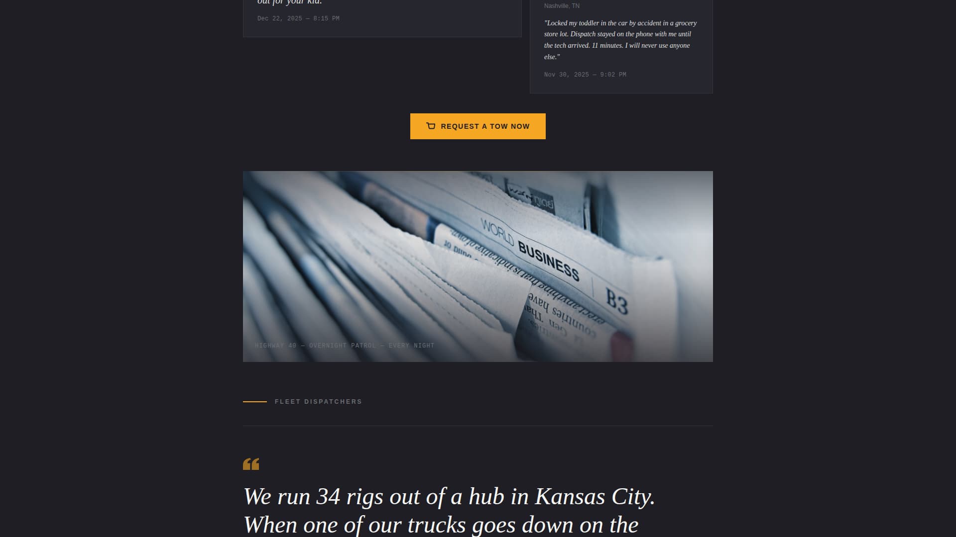 Tow Truck Operator Specialist Booking Website Template