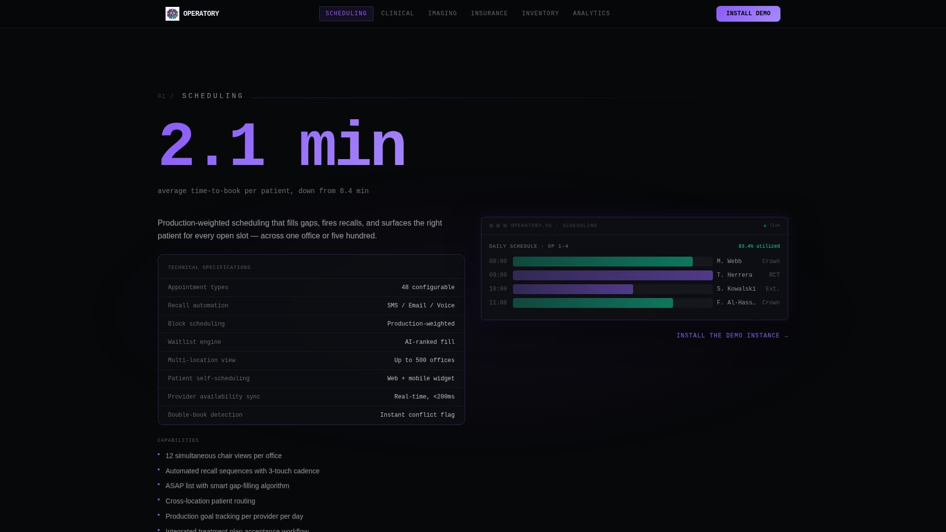 Operatory - Intelligent Dental ERP Landing Page Template