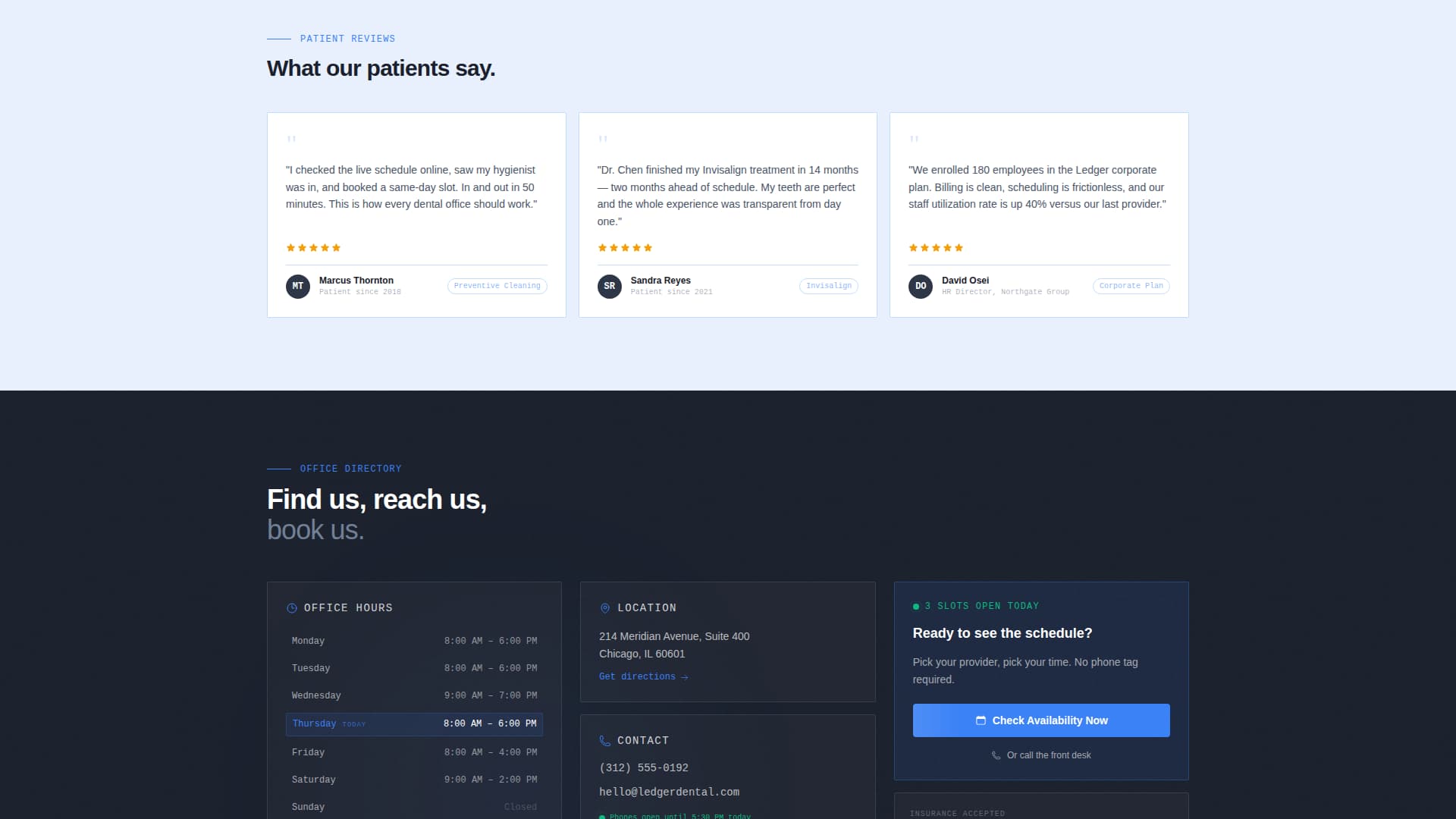 Dental Office Real-Time Availability Website Template