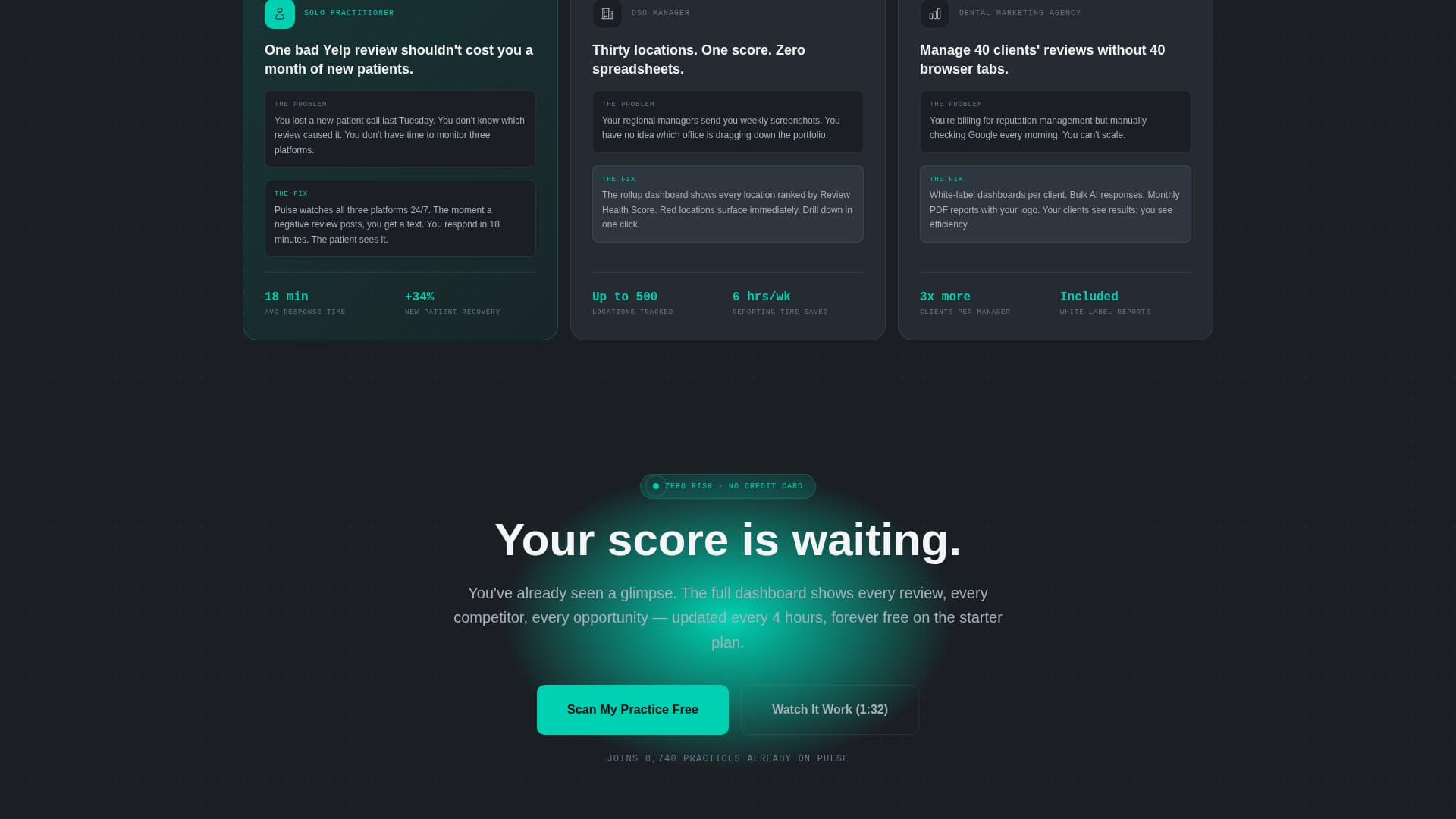 Pulse - Dynamic Dentalreview Landing Page Template