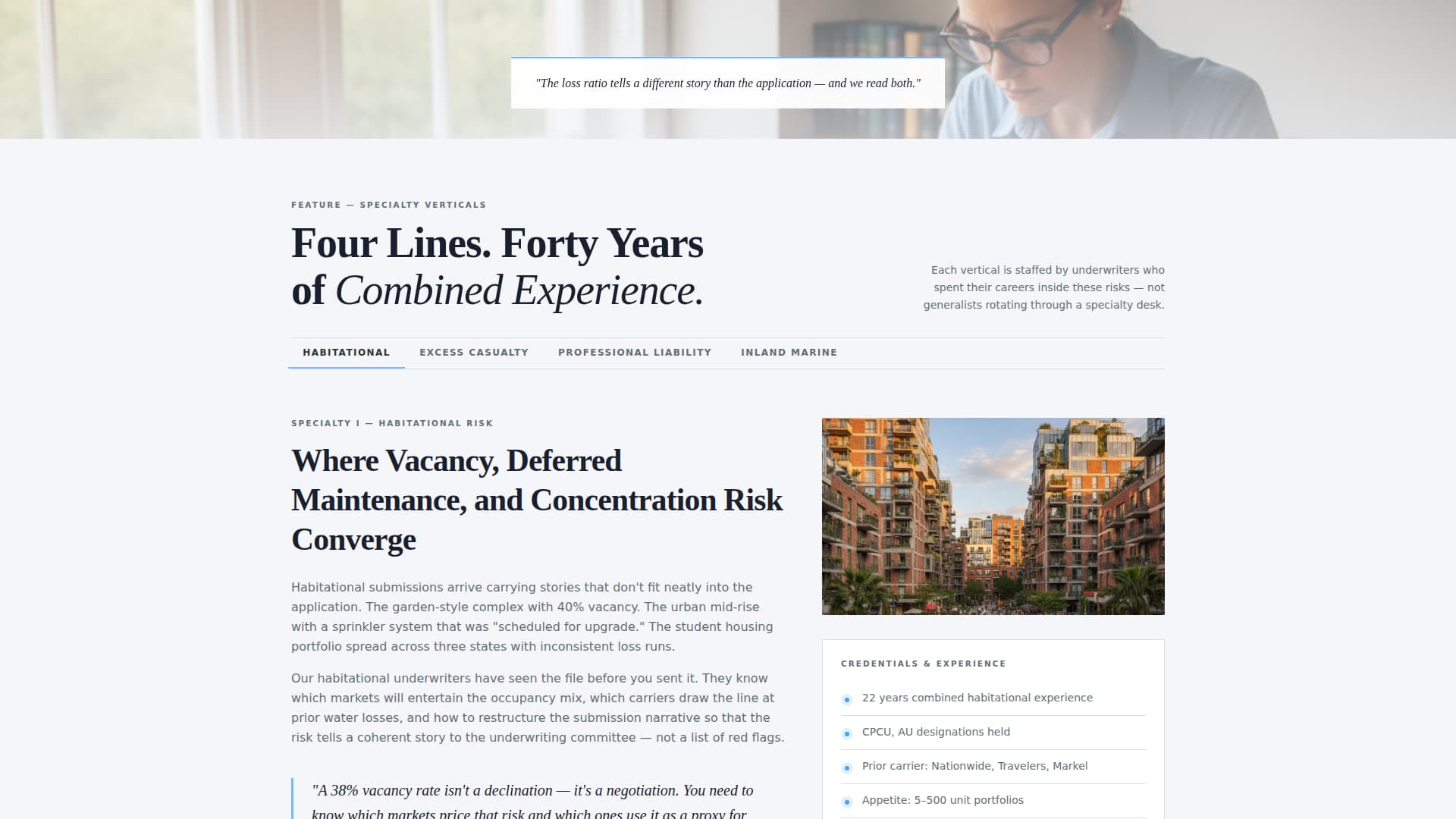 Underwrite — Seasoned Insurance Underwriter Landing Page Template
