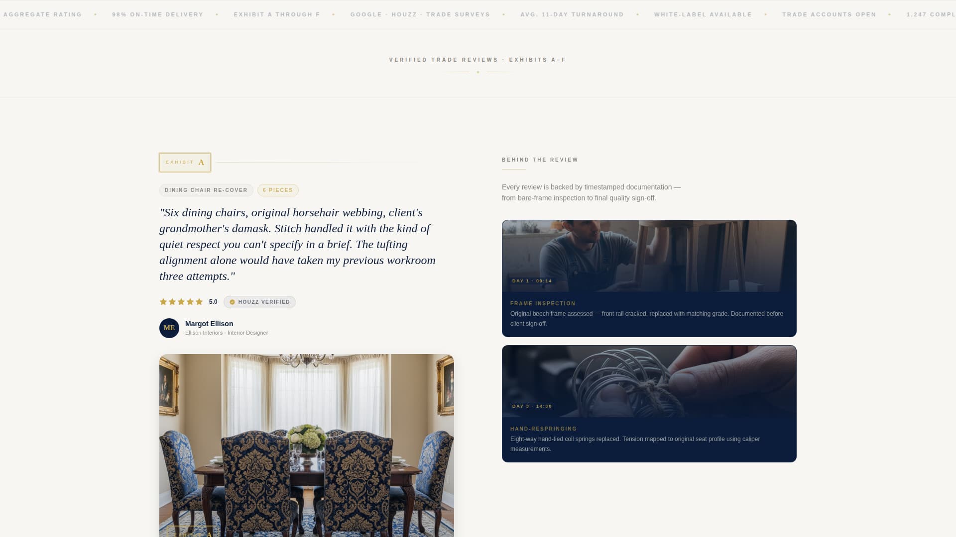 Upholsterer Business Reviews Website Template