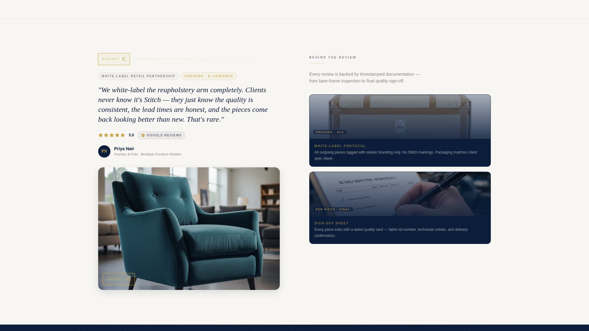 Upholsterer Business Reviews Website Template