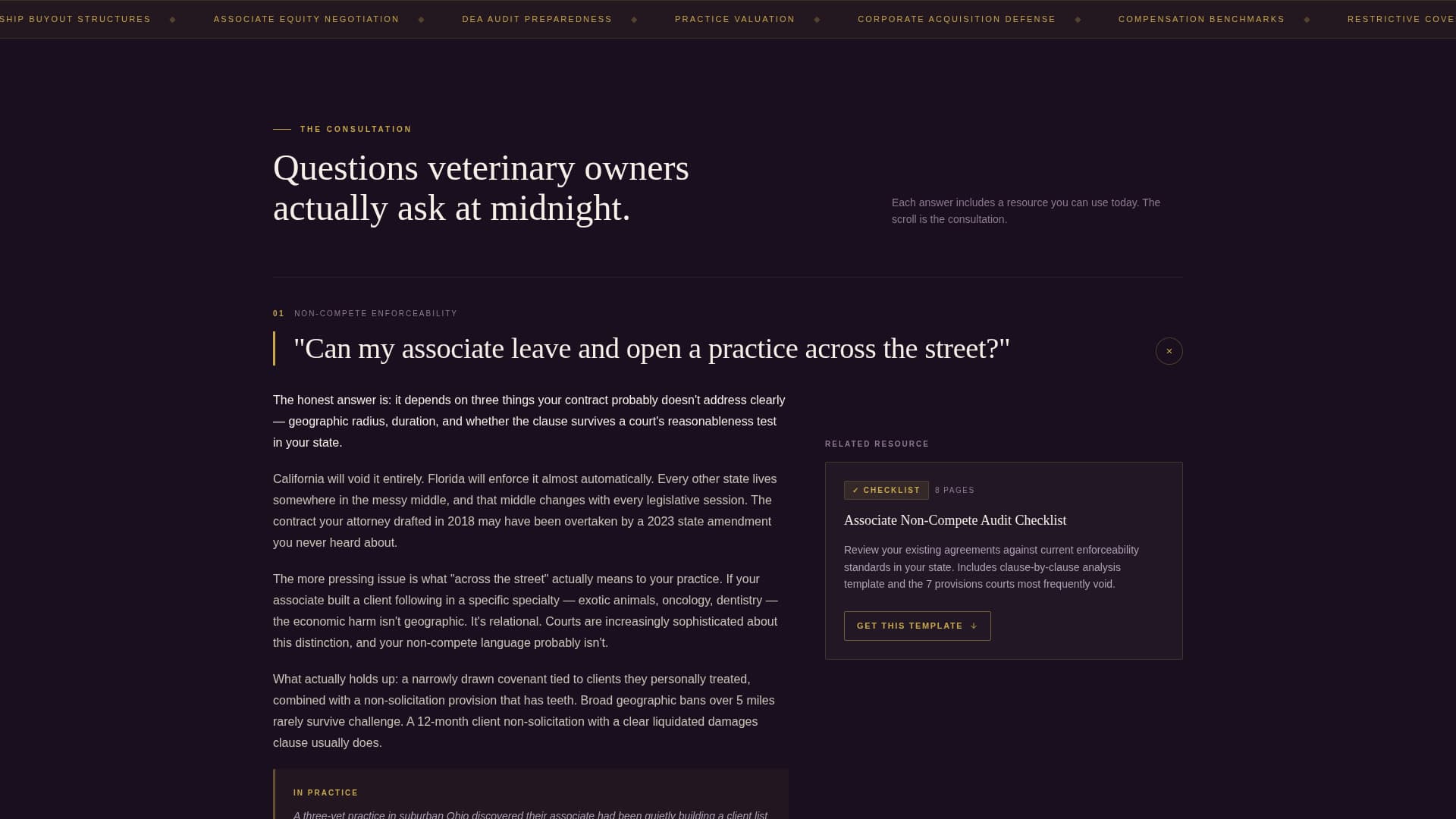 Veterinary Consulting FAQ Website Template