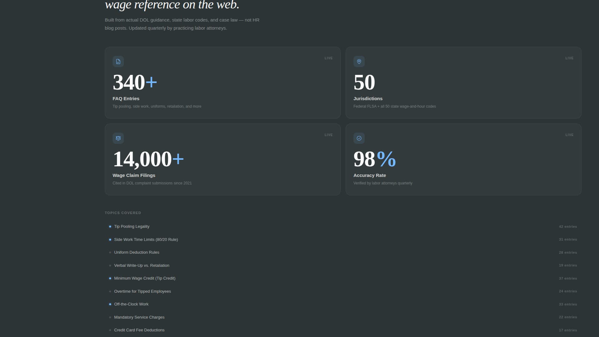 Waiter & Server Privacy Policy Website Template