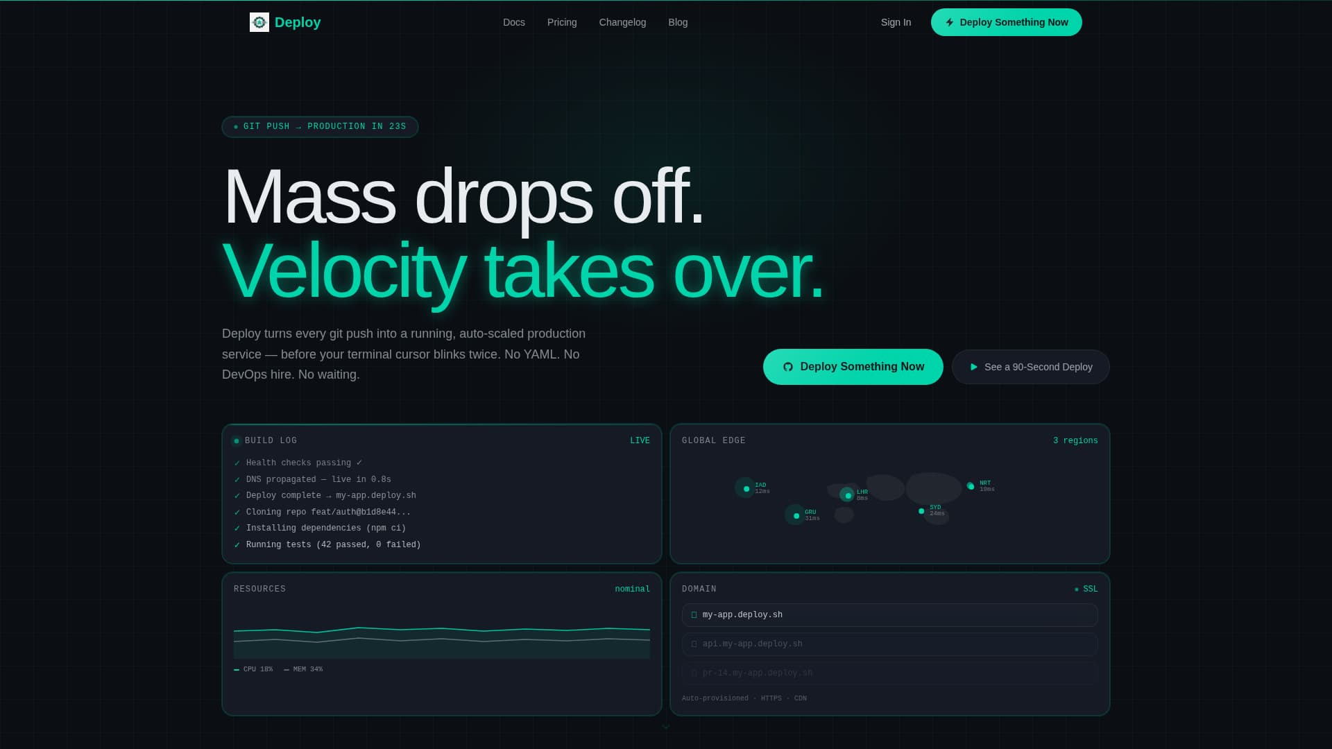 Deploy - Instant Deployment Landing Page Template