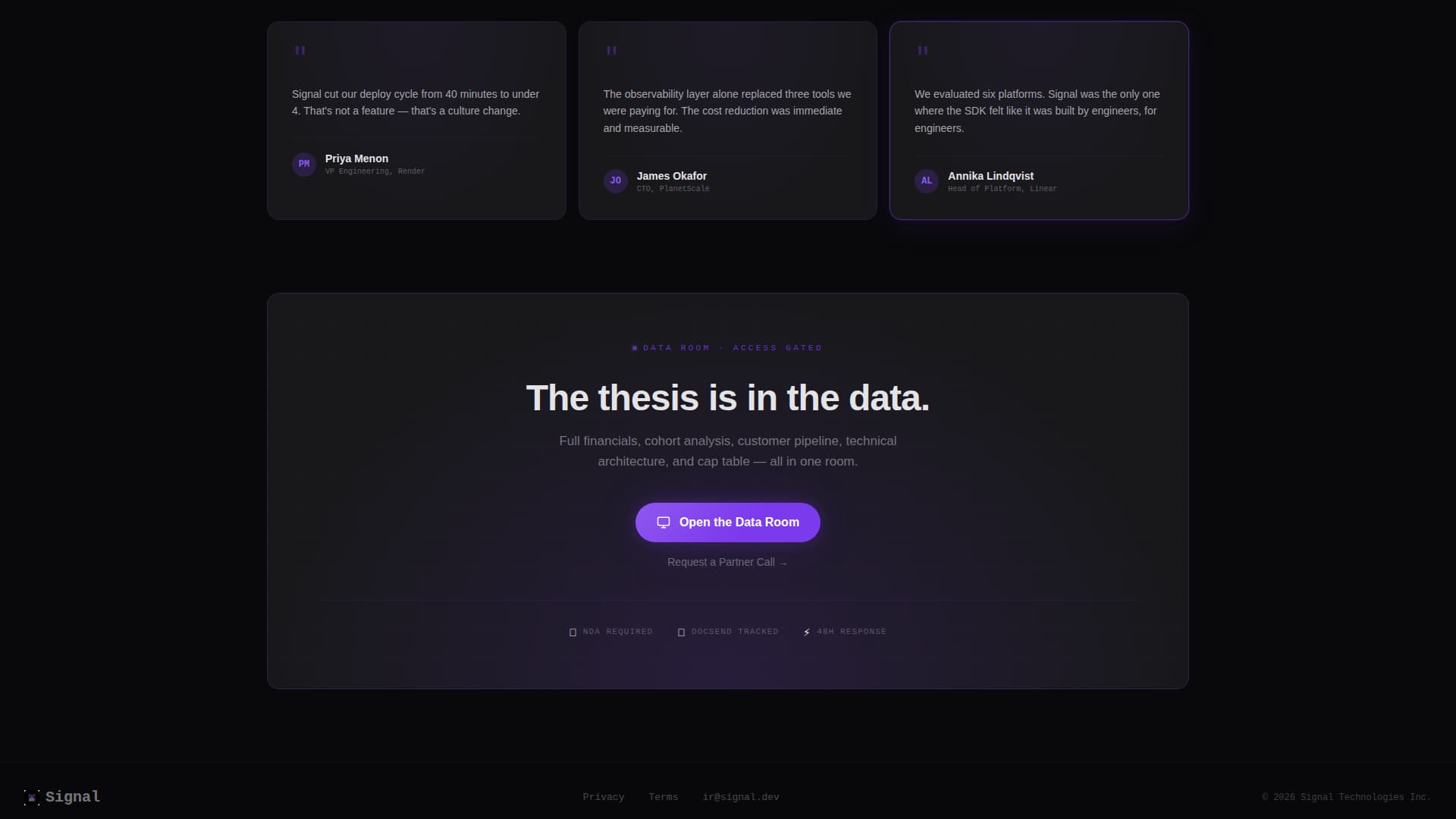 Signal - High-Velocity DevTools Landing Page Template