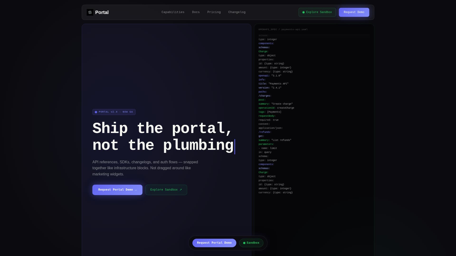 Portal - Powerful Developer Portal Landing Page Template