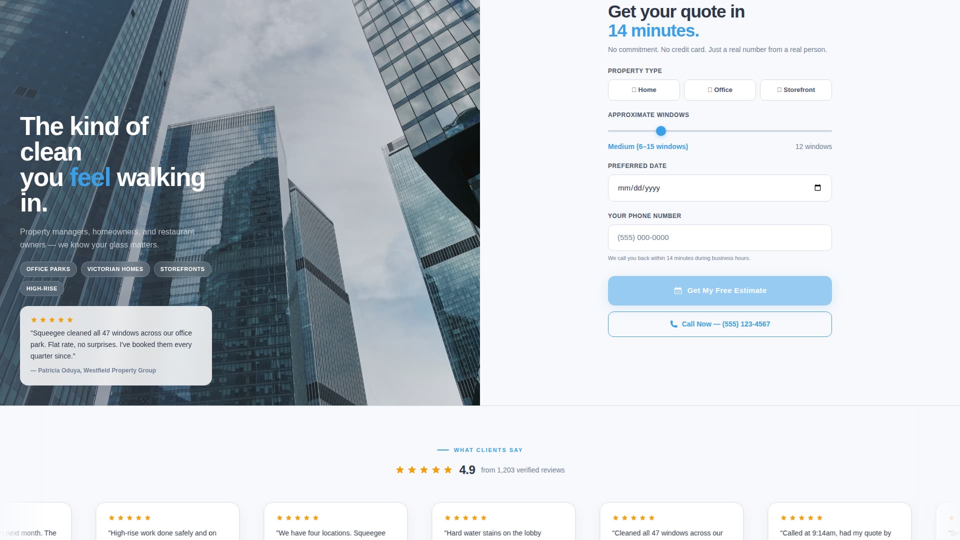Window Cleaner Marketing Booking Website Template