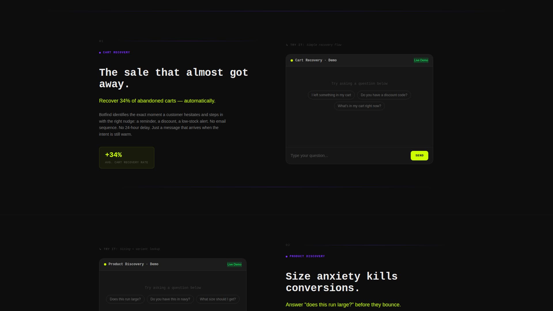 Botfind - Intelligent Ecommerce Landing Page Template