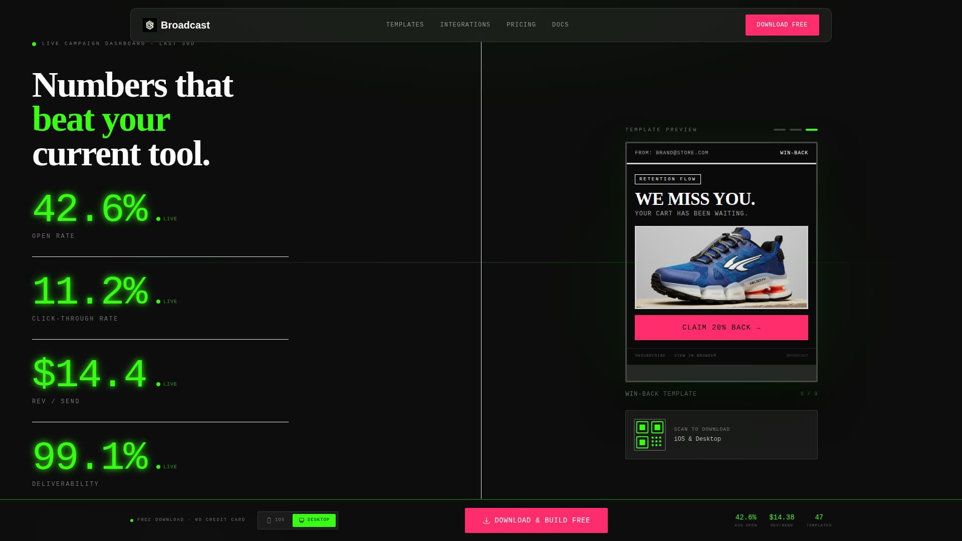 Broadcast - Bold Ecommerce Landing Page Template