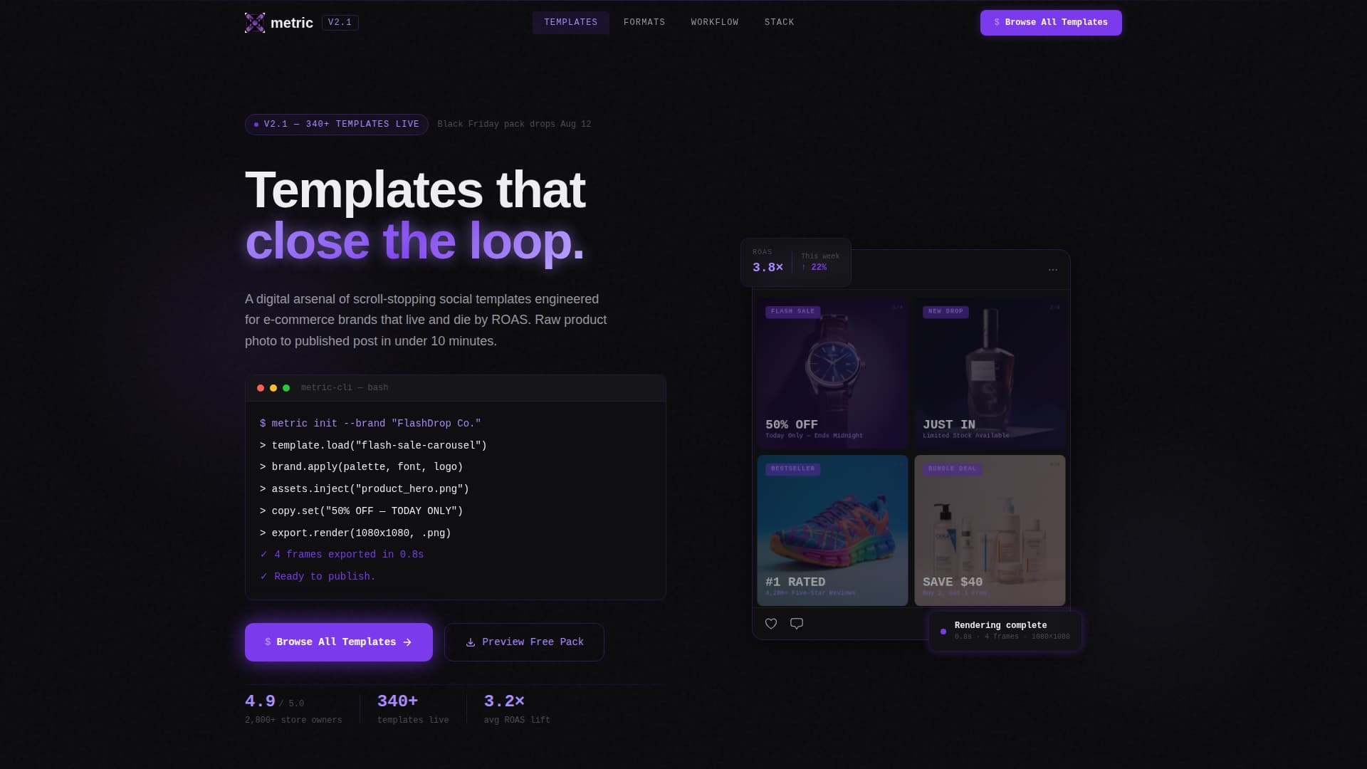 Metric - High-Converting Ecommerce Landing Page Template