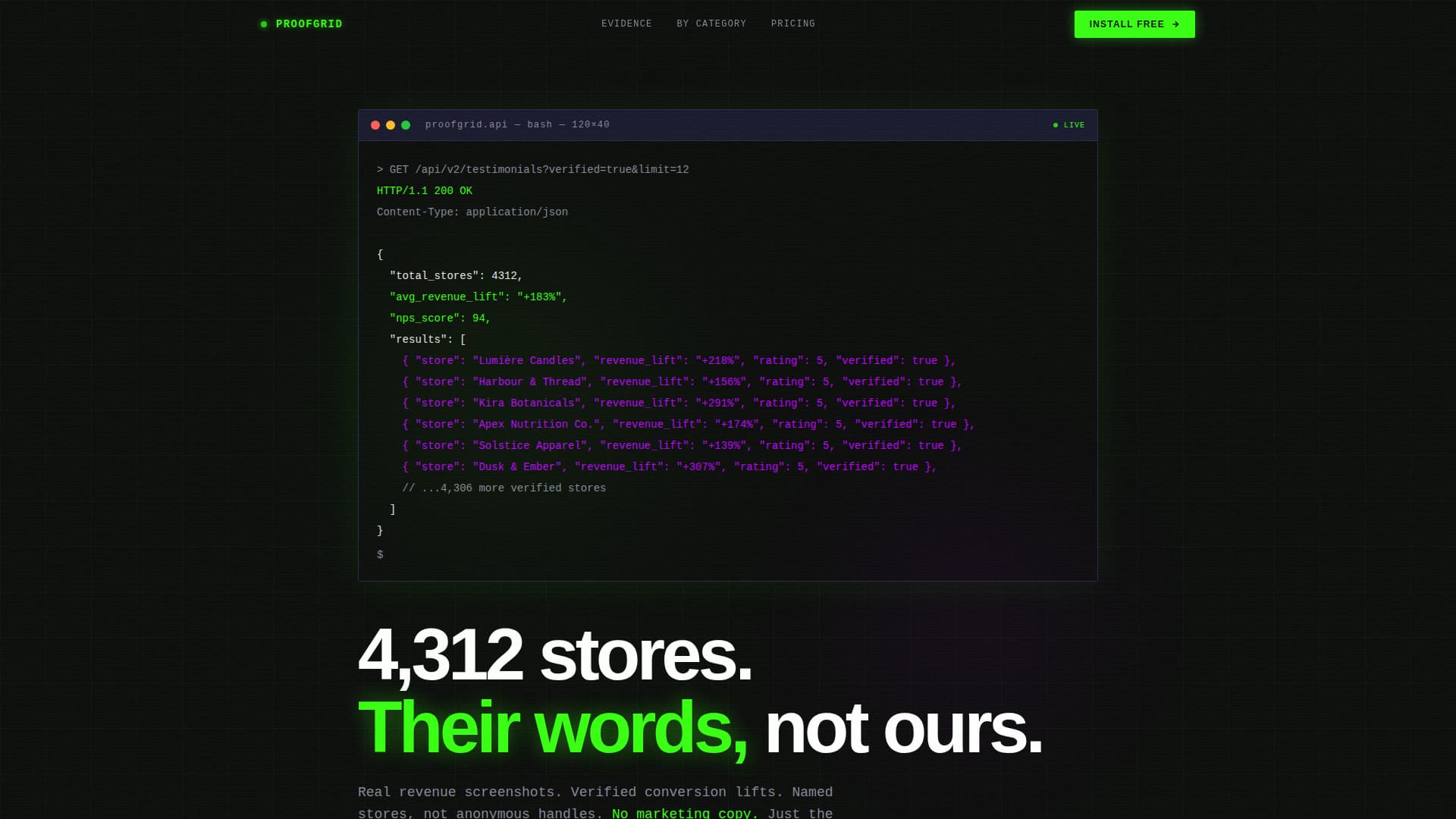 E-Commerce Store Social Proof & Revenue Screenshots Website Template