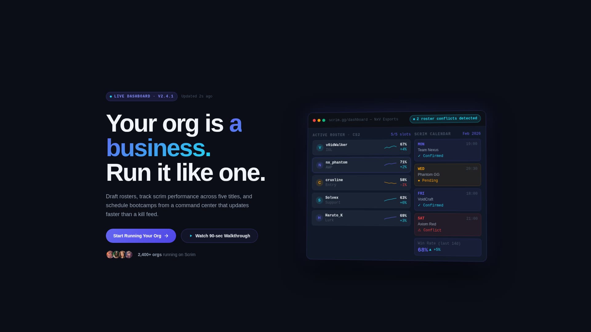 Scrim - Dynamic Esports Landing Page Template