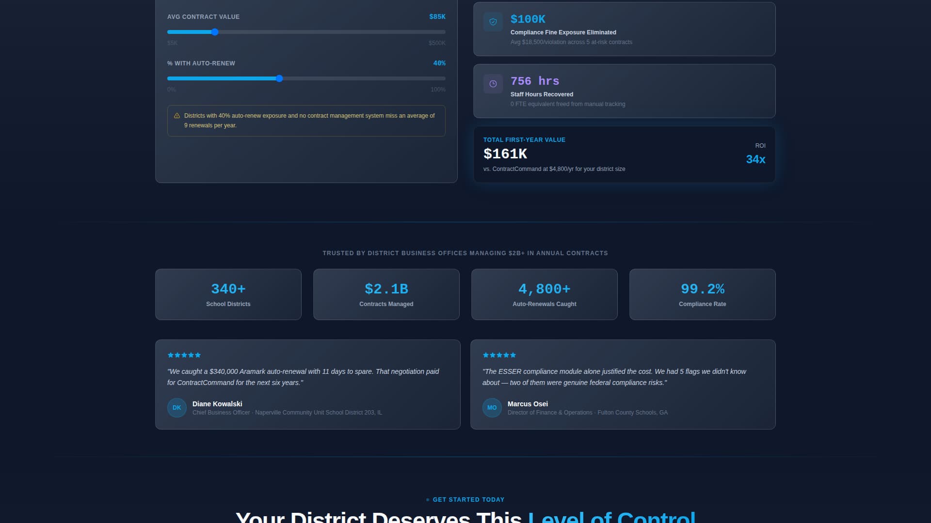 Contract Command - Powerful Education Management Landing Page Template