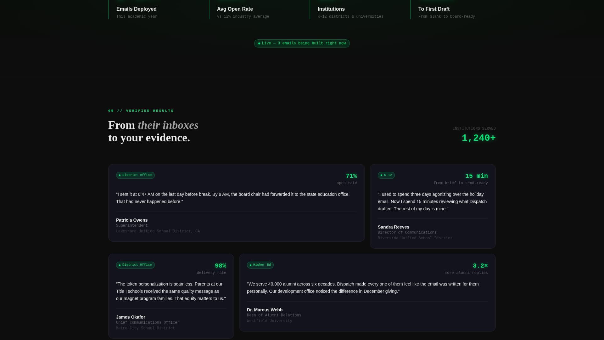 Dispatch - Powerful Education Landing Page Template