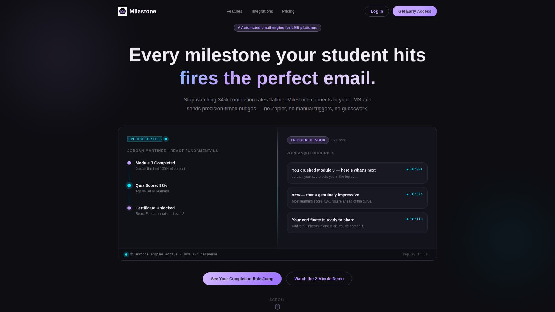 Milestone - Automated Education Landing Page Template