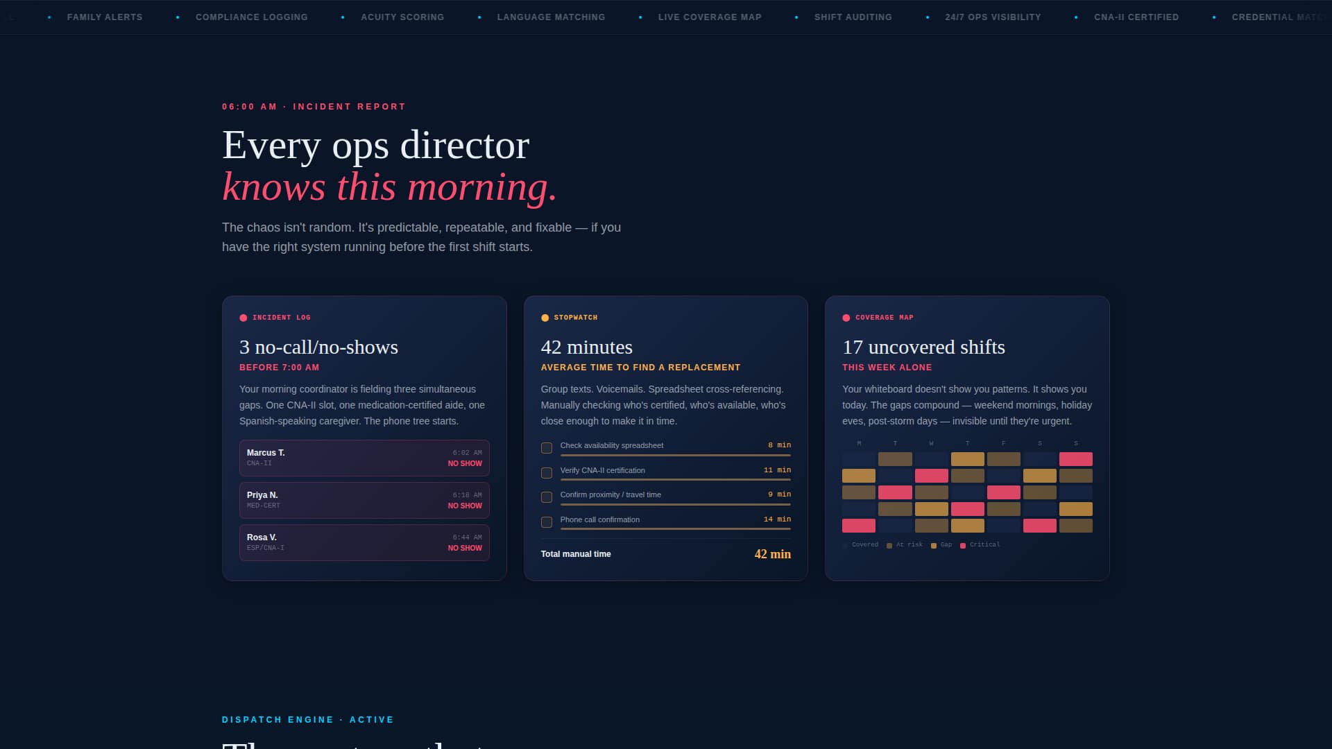Dispatch - Intelligent Caregiving Landing Page Template