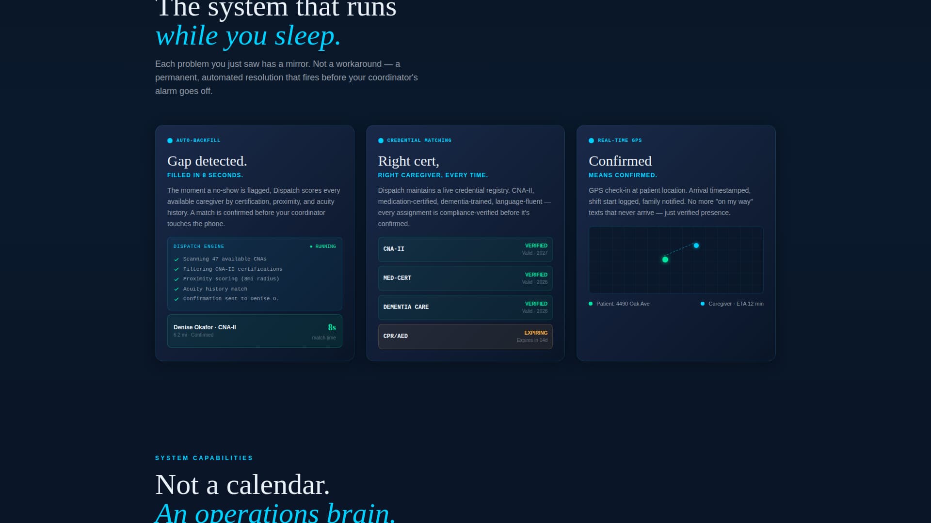 Dispatch - Intelligent Caregiving Landing Page Template
