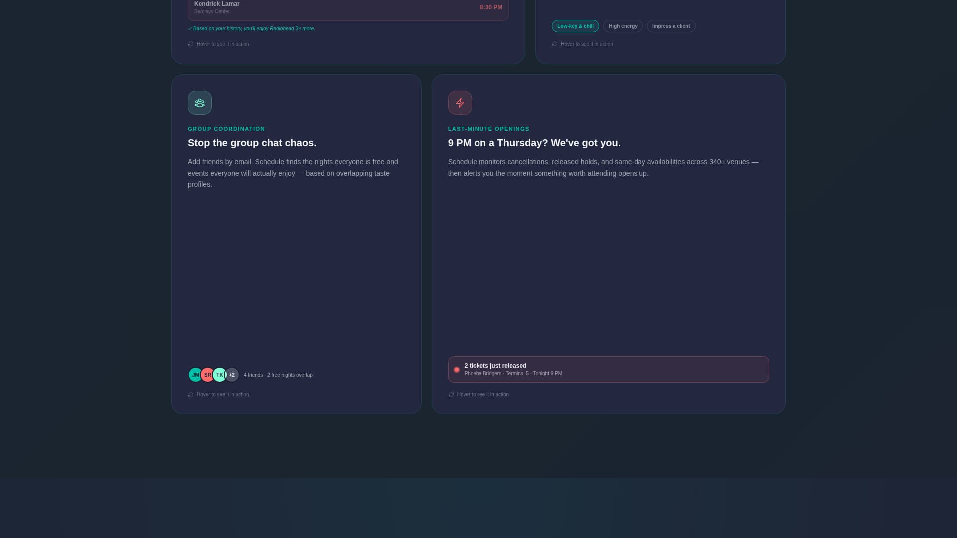Schedule - Smart Entertainment Landing Page Template