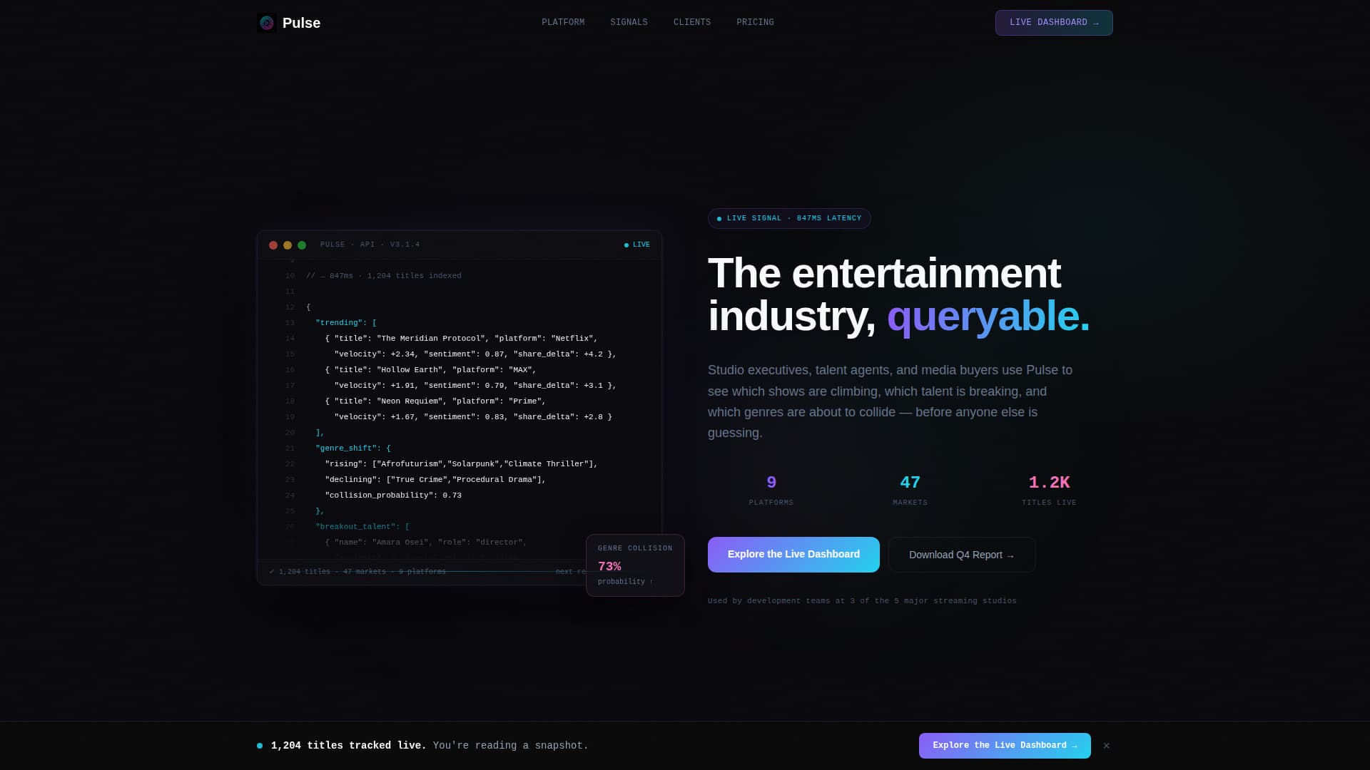 Pulse - Powerful Entertainment Landing Page Template