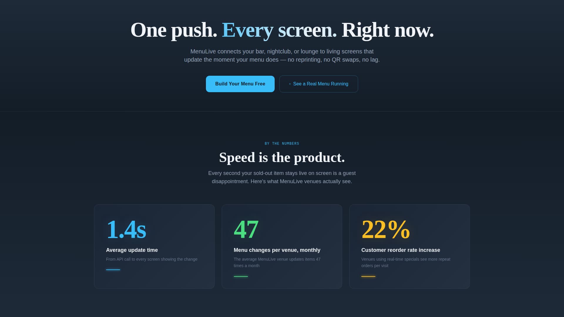 Menulive - Dynamic Venue Landing Page Template