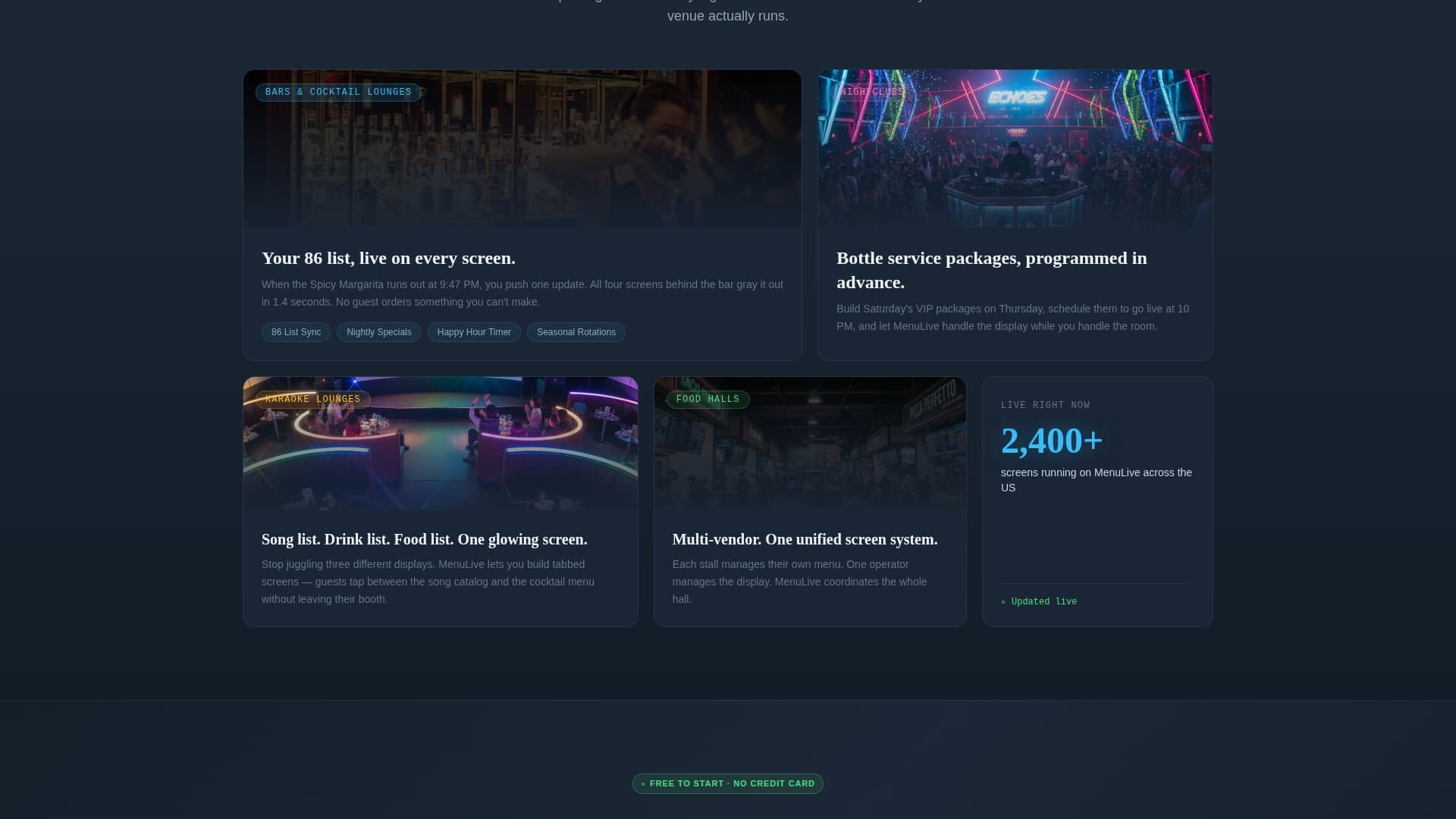 Menulive - Dynamic Venue Landing Page Template