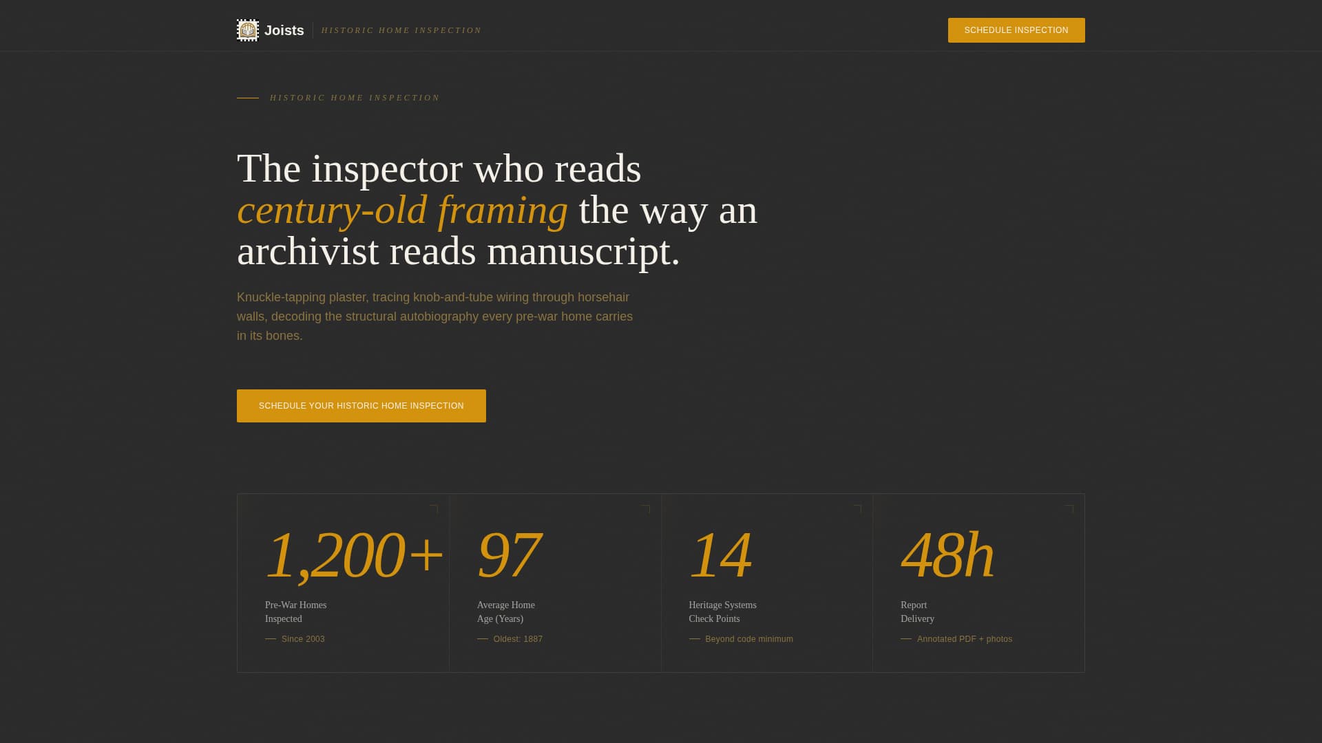 Joists - Authoritative Historichome Landing Page Template