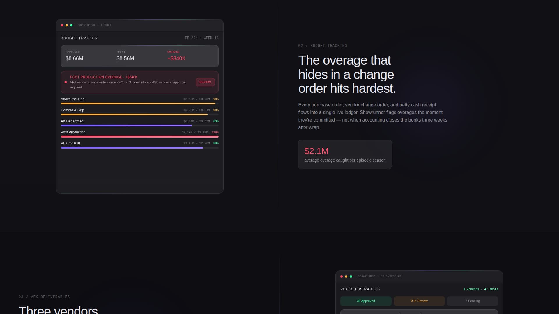 Showrunner - Powerful Entertainment Landing Page Template