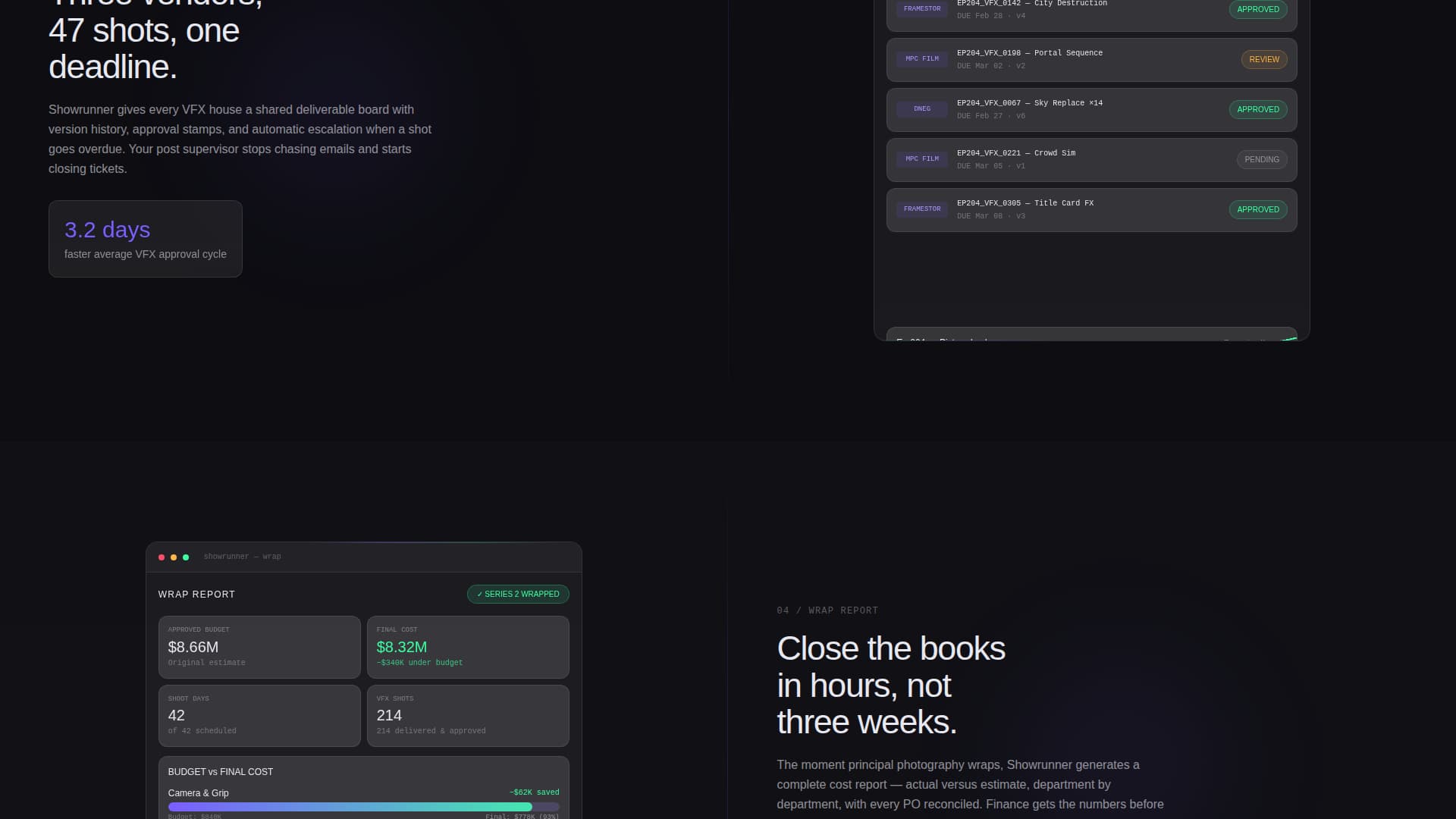 Showrunner - Powerful Entertainment Landing Page Template
