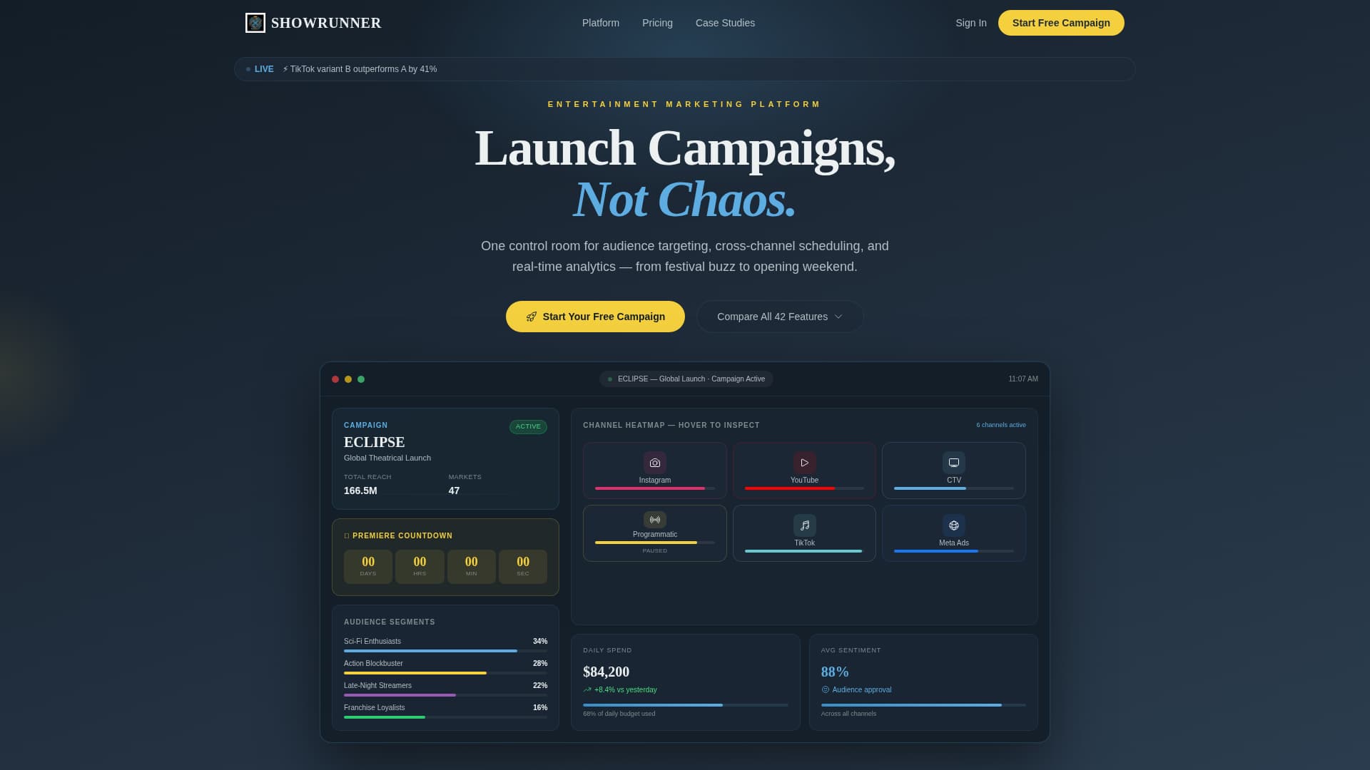 Stage — Pro Entertainment Hub Landing Page Template