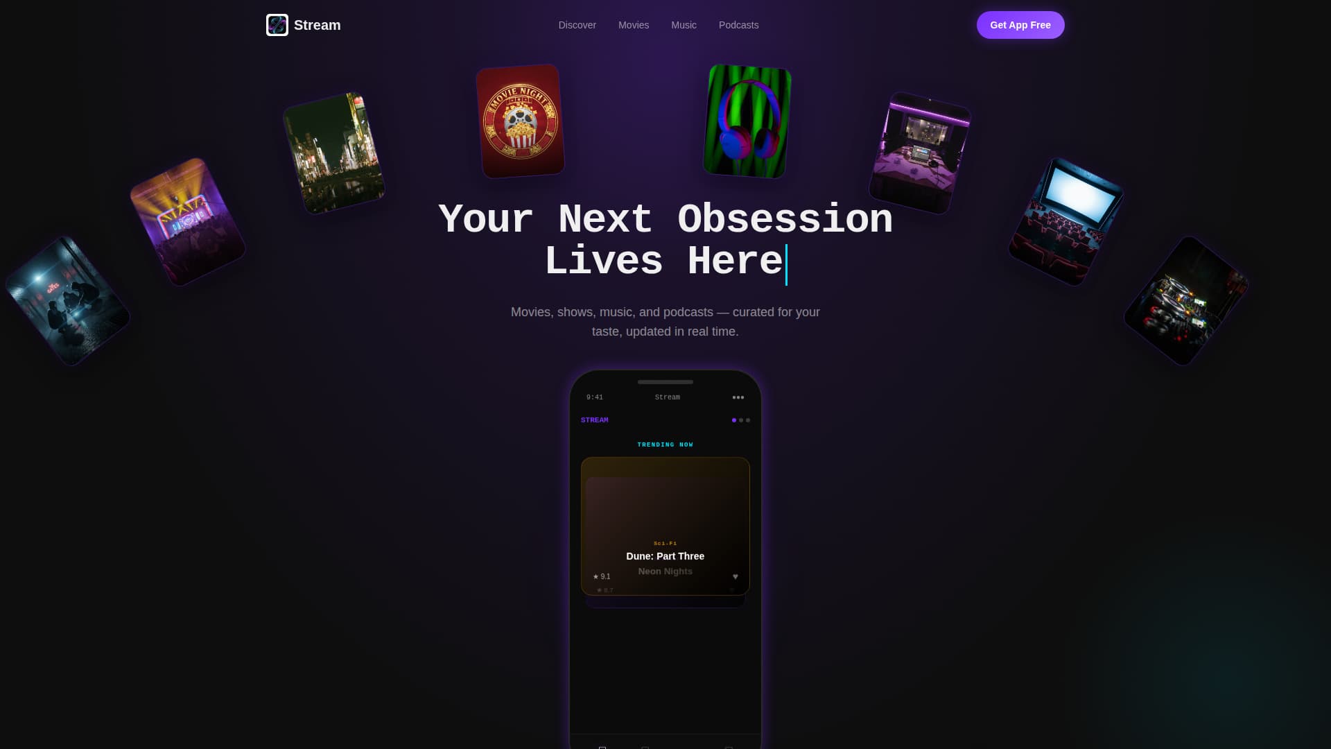 Stream - Electrifying Entertainment Landing Page Template