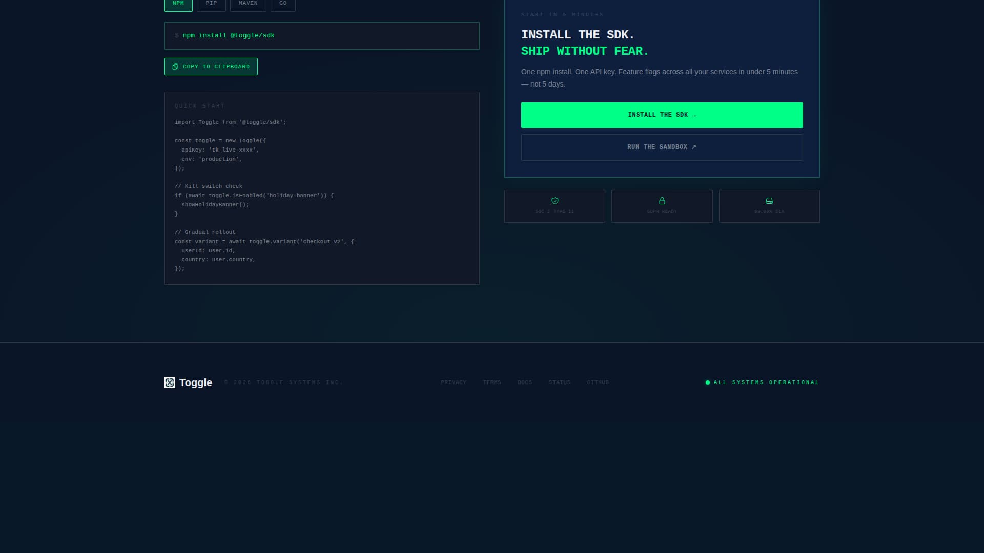Switch — Dynamic Feature Flag Landing Page Template