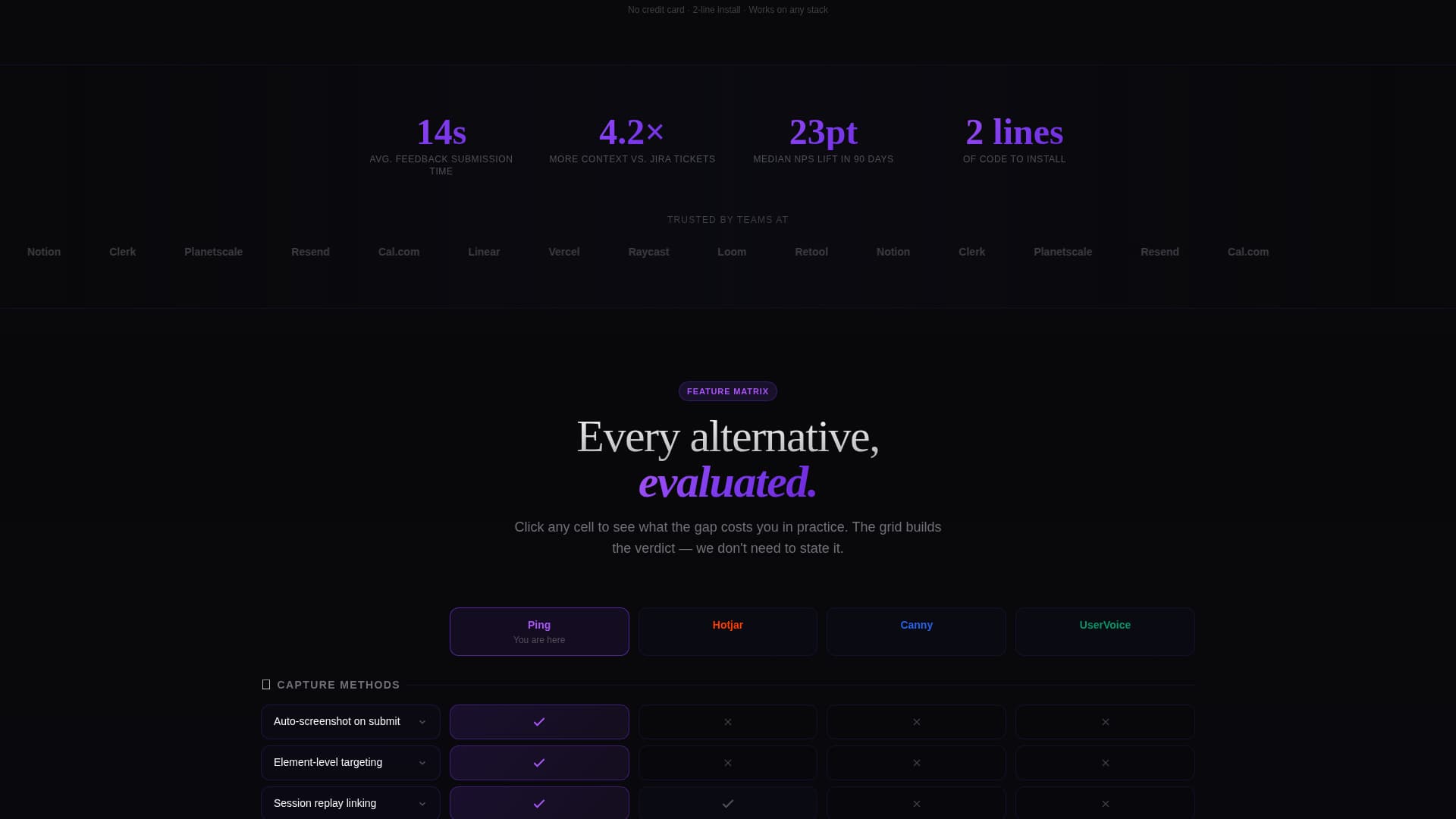 Ping - Instant Feedback Landing Page Template