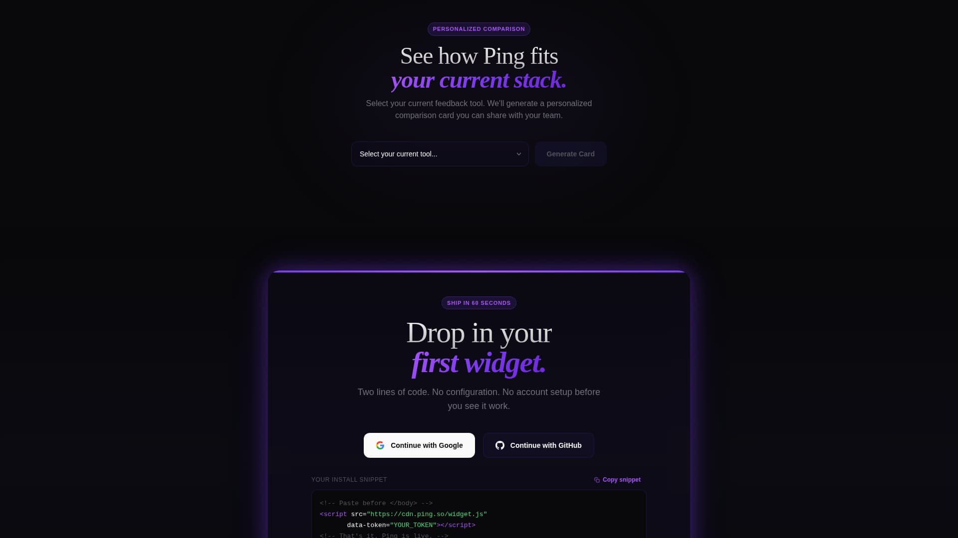 Ping - Instant Feedback Landing Page Template