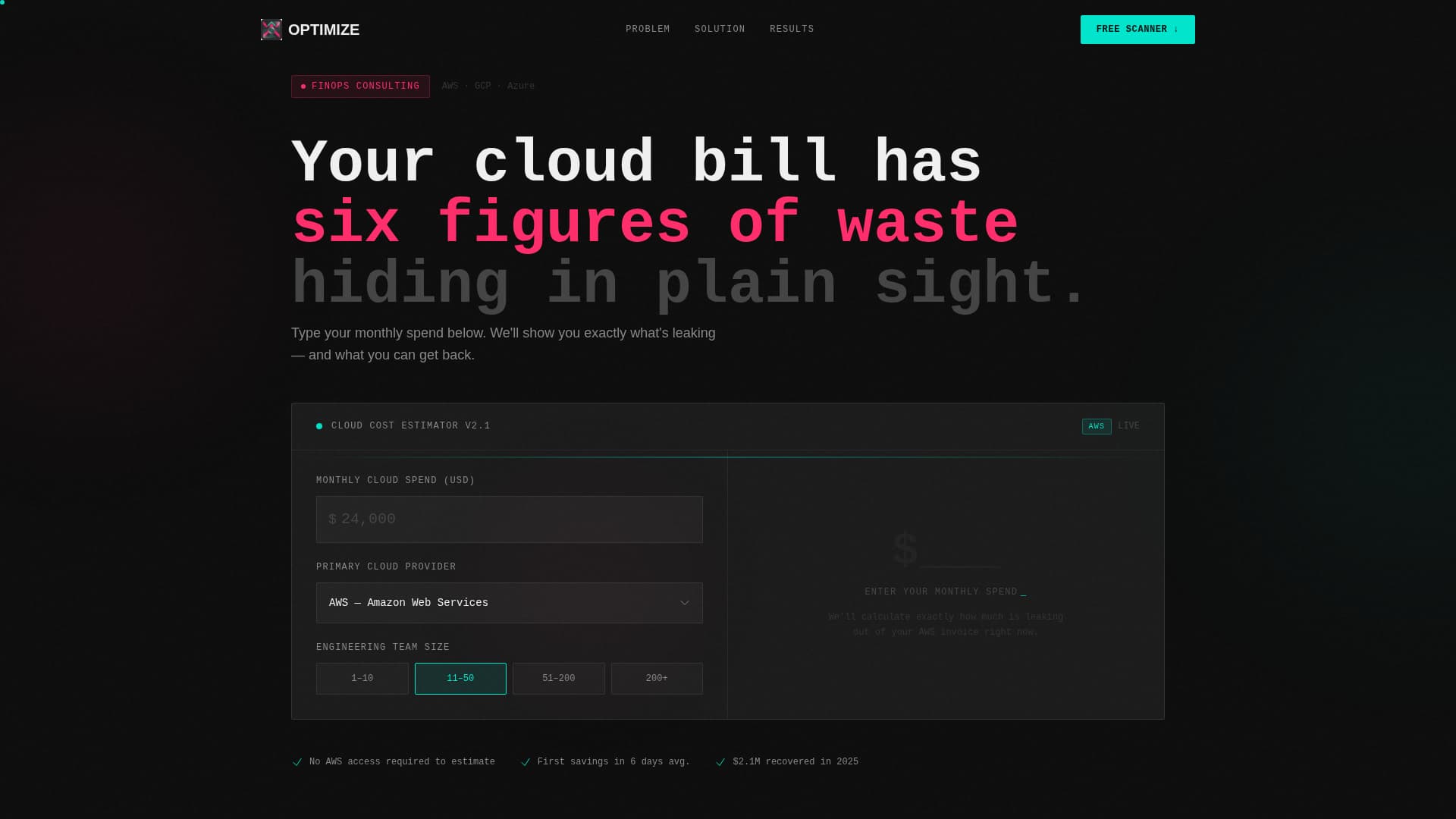 FinOps Technology Cost Calculator Website Template