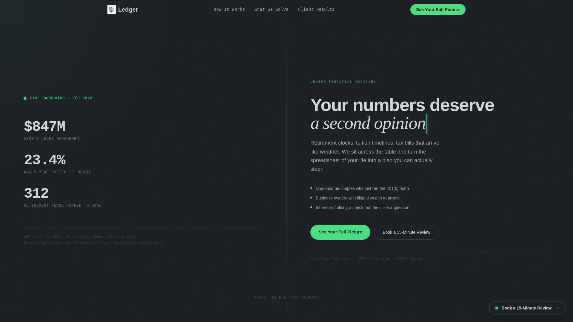 Fee-Only Financial Advisor Website Template with Retirement Tools