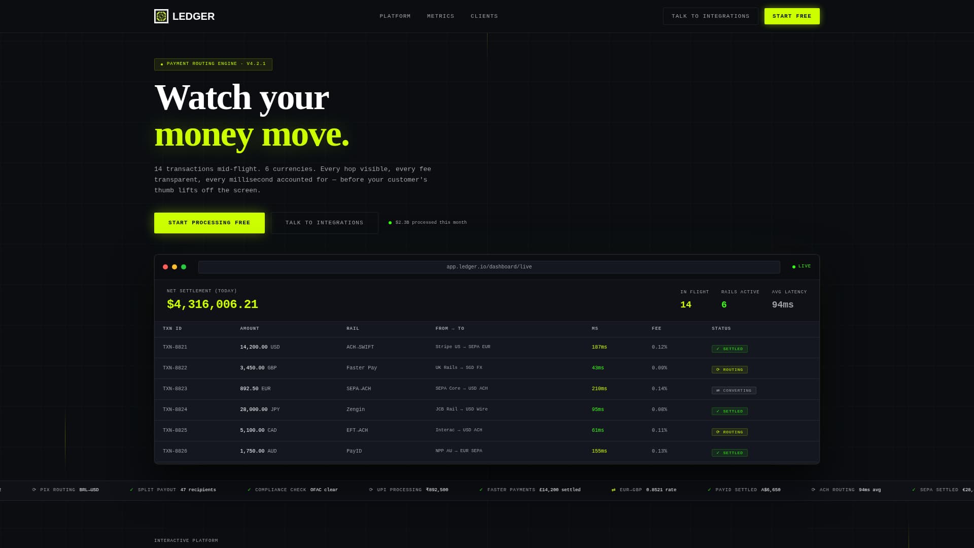 Ledger - Powerful Payment Landing Page Template