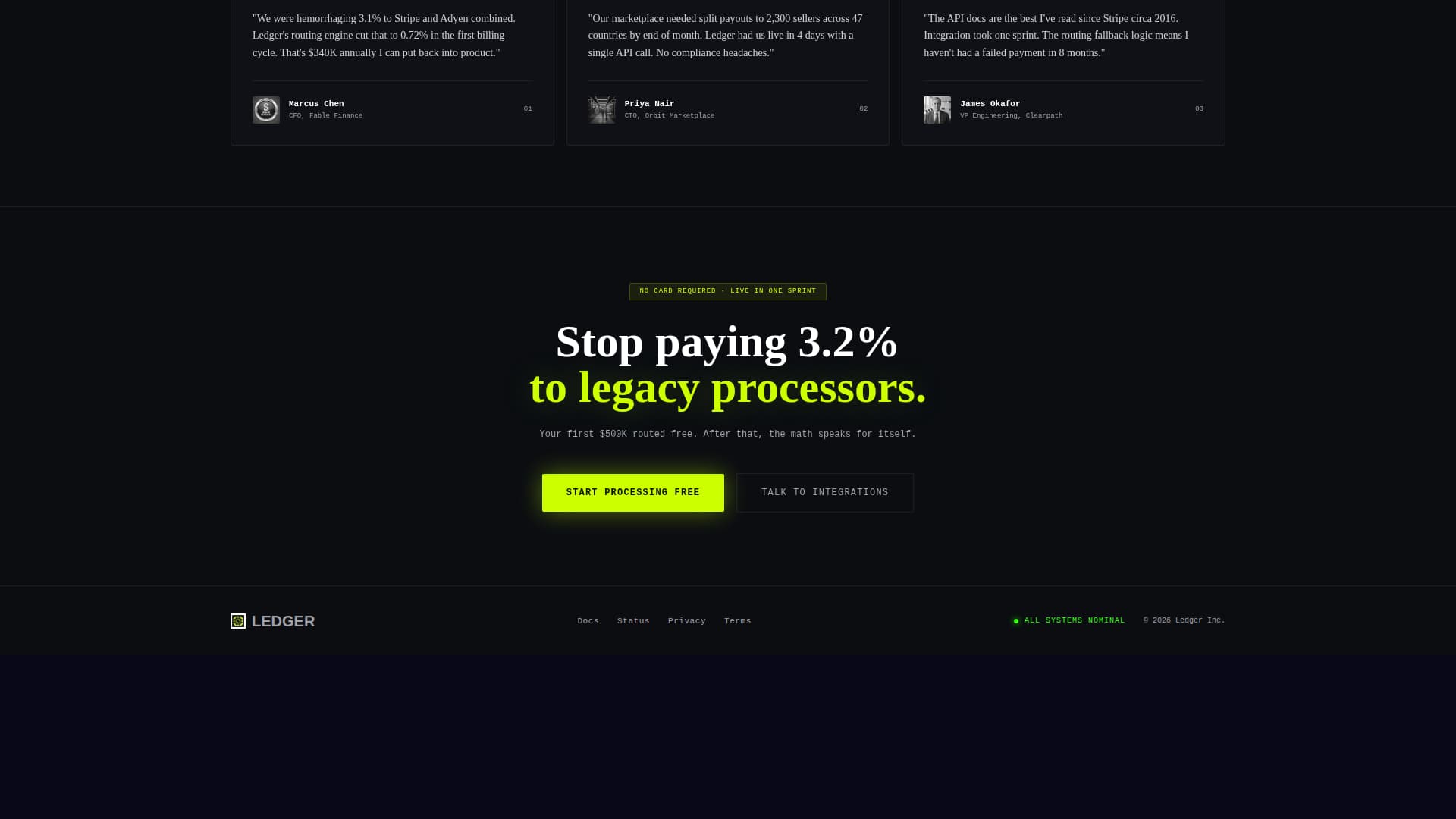 Ledger - Powerful Payment Landing Page Template