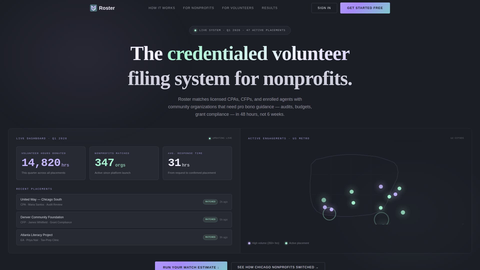 Roster - Intelligent Volunteer Landing Page Template