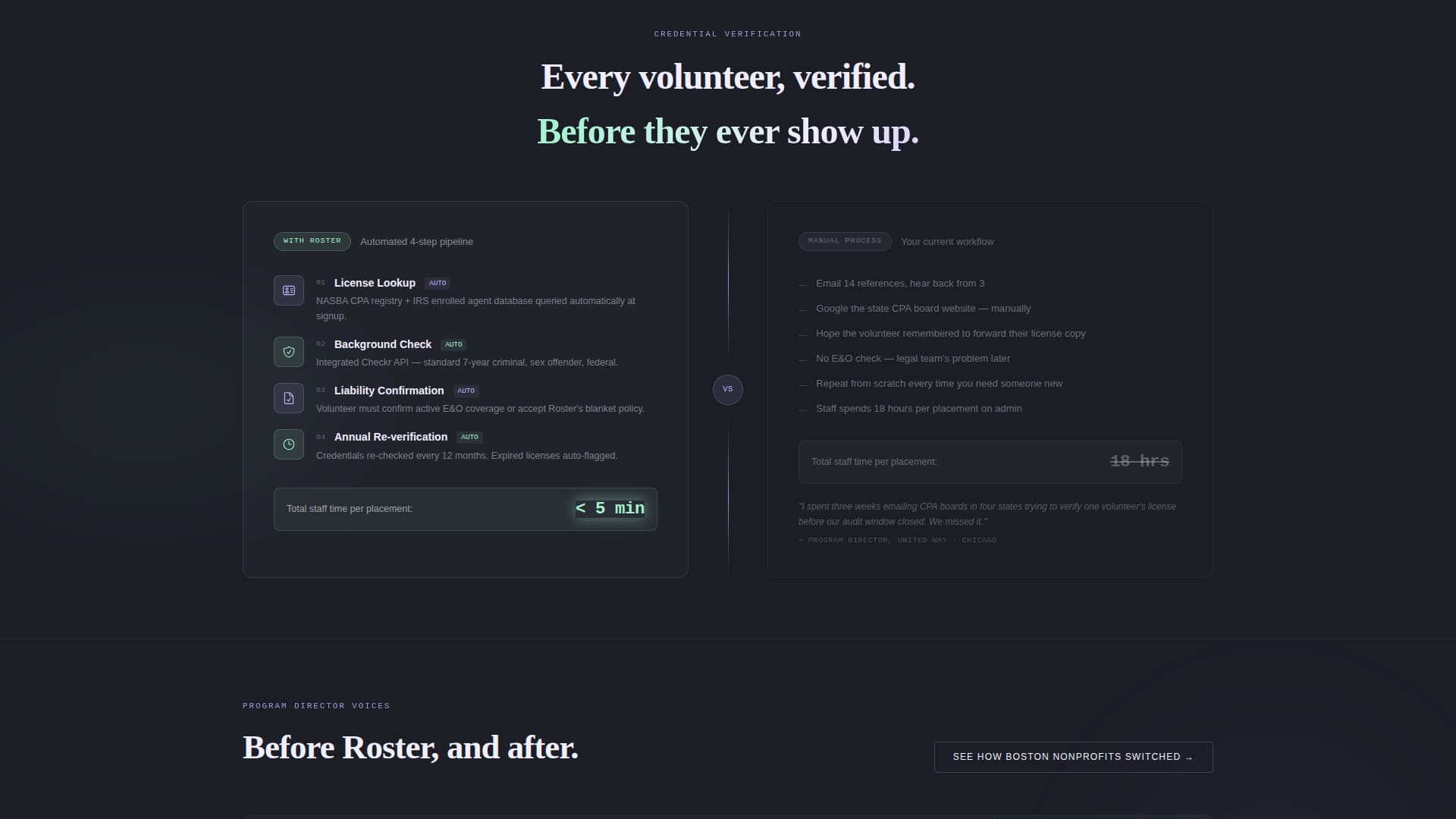 Roster - Intelligent Volunteer Landing Page Template