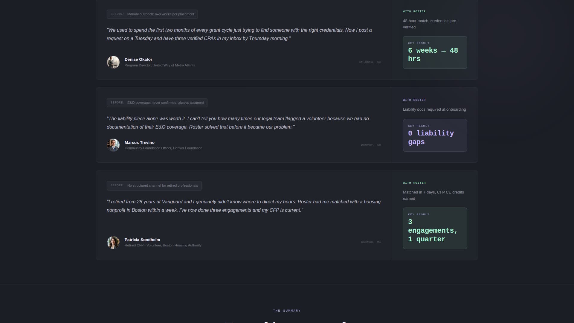Roster - Intelligent Volunteer Landing Page Template