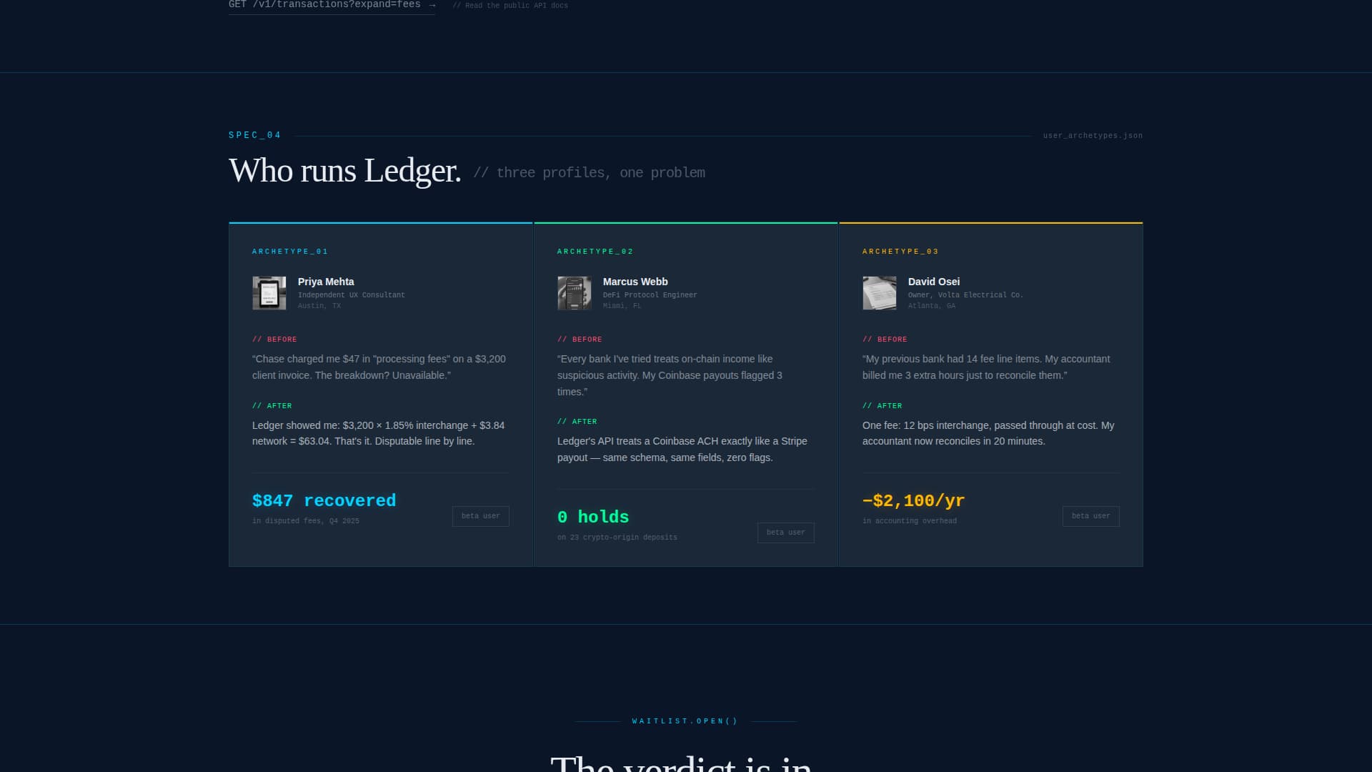 Ledger - Transparent Fintech Landing Page Template