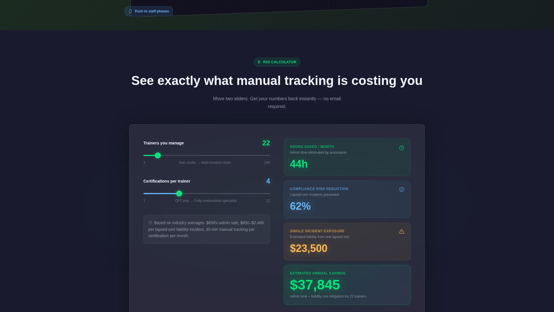 Fitness & Gym Software Specialist Cost Calculator Website Template