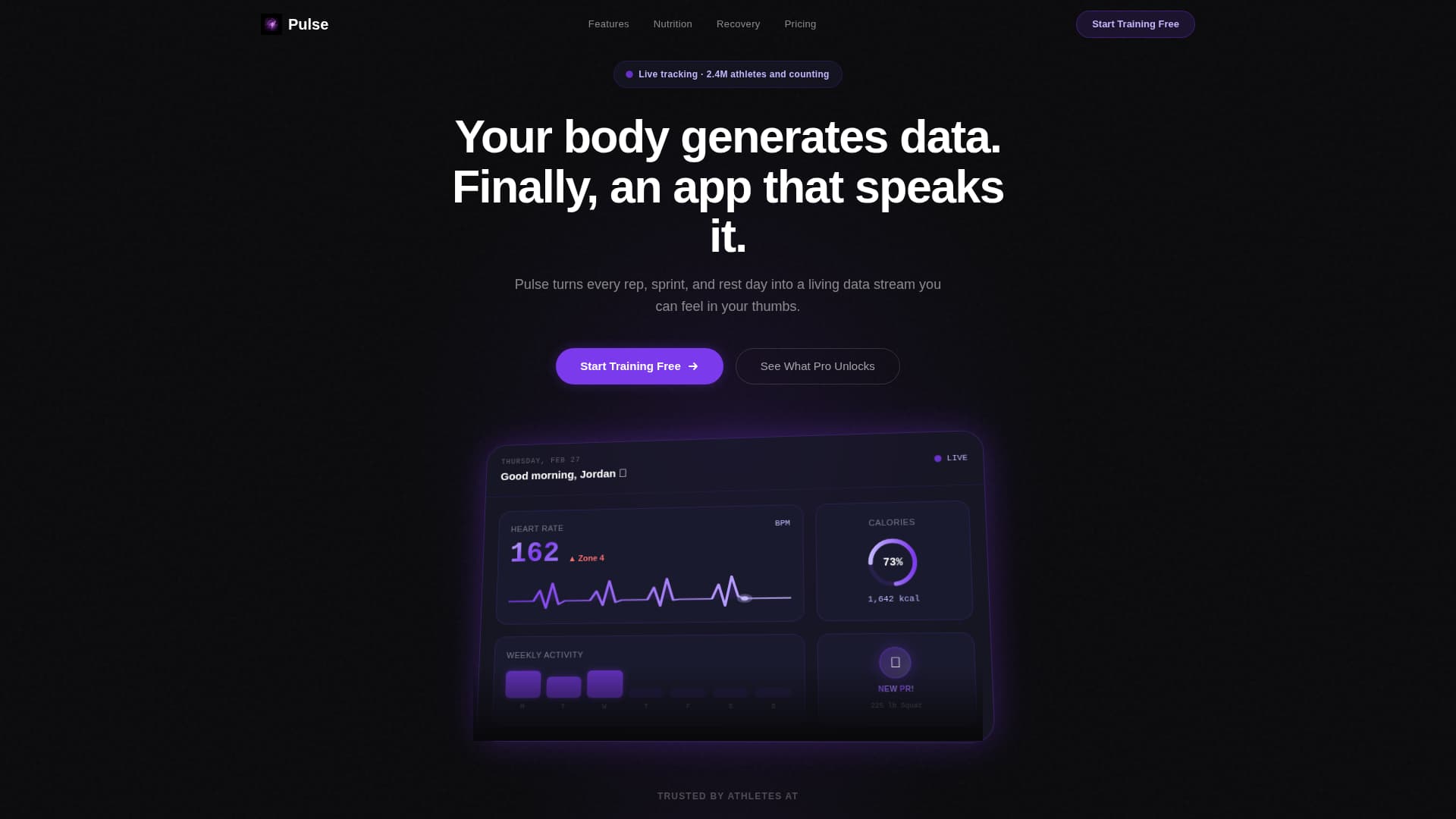 Pulse - Dynamic Fitness Landing Page Template