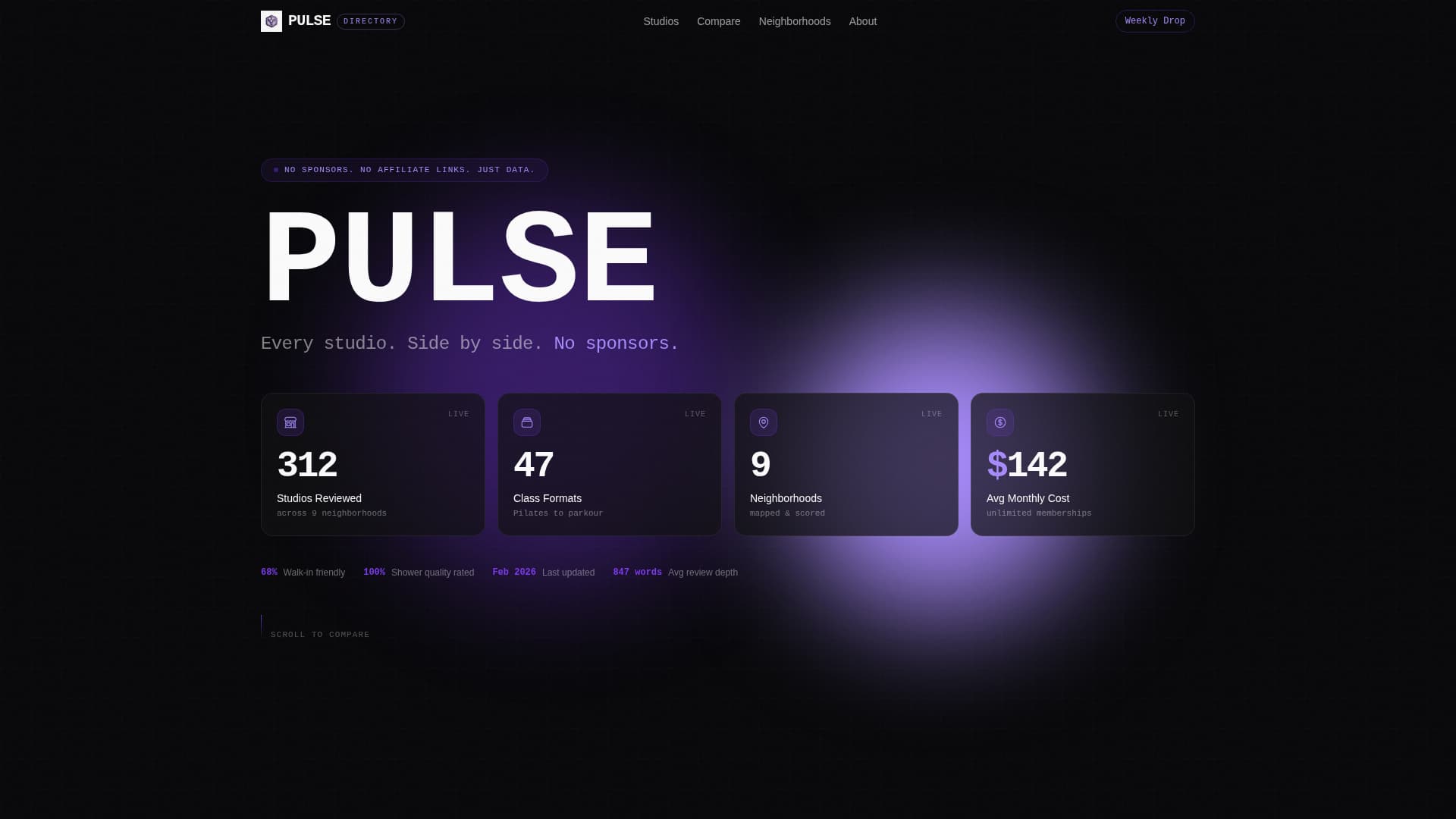 Fitness Studio Pricing Website Template