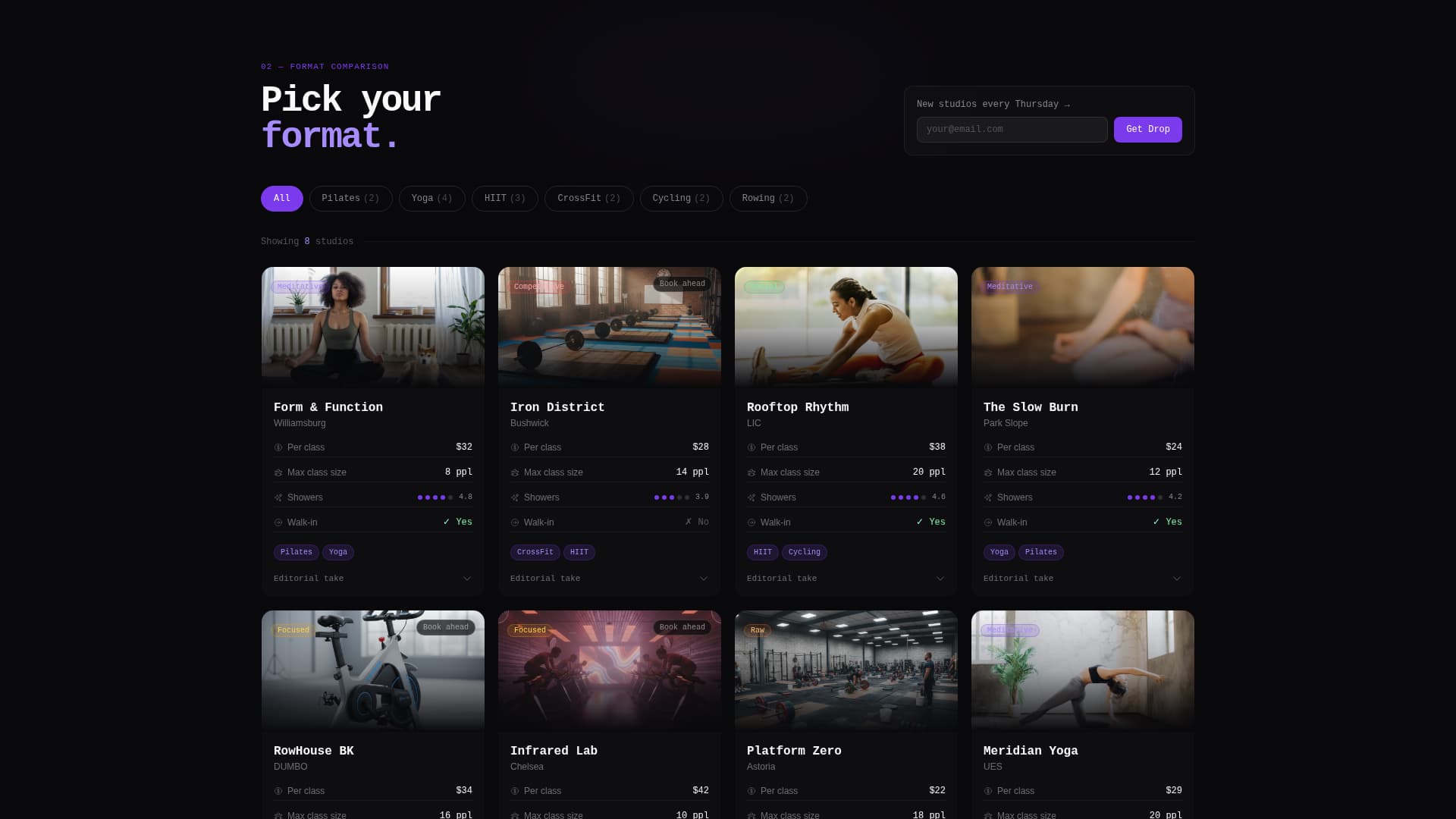Fitness Studio Pricing Website Template